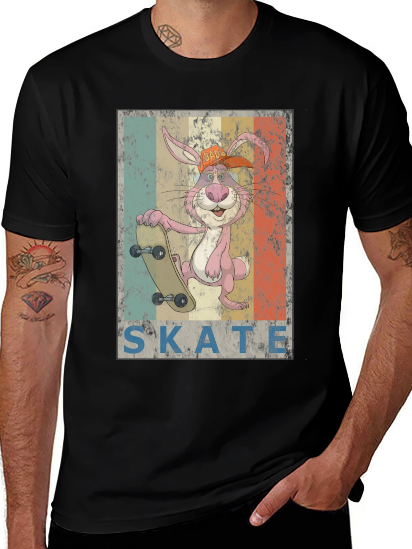 Skateboarding Bunny Graphic Tee - Retro Cool