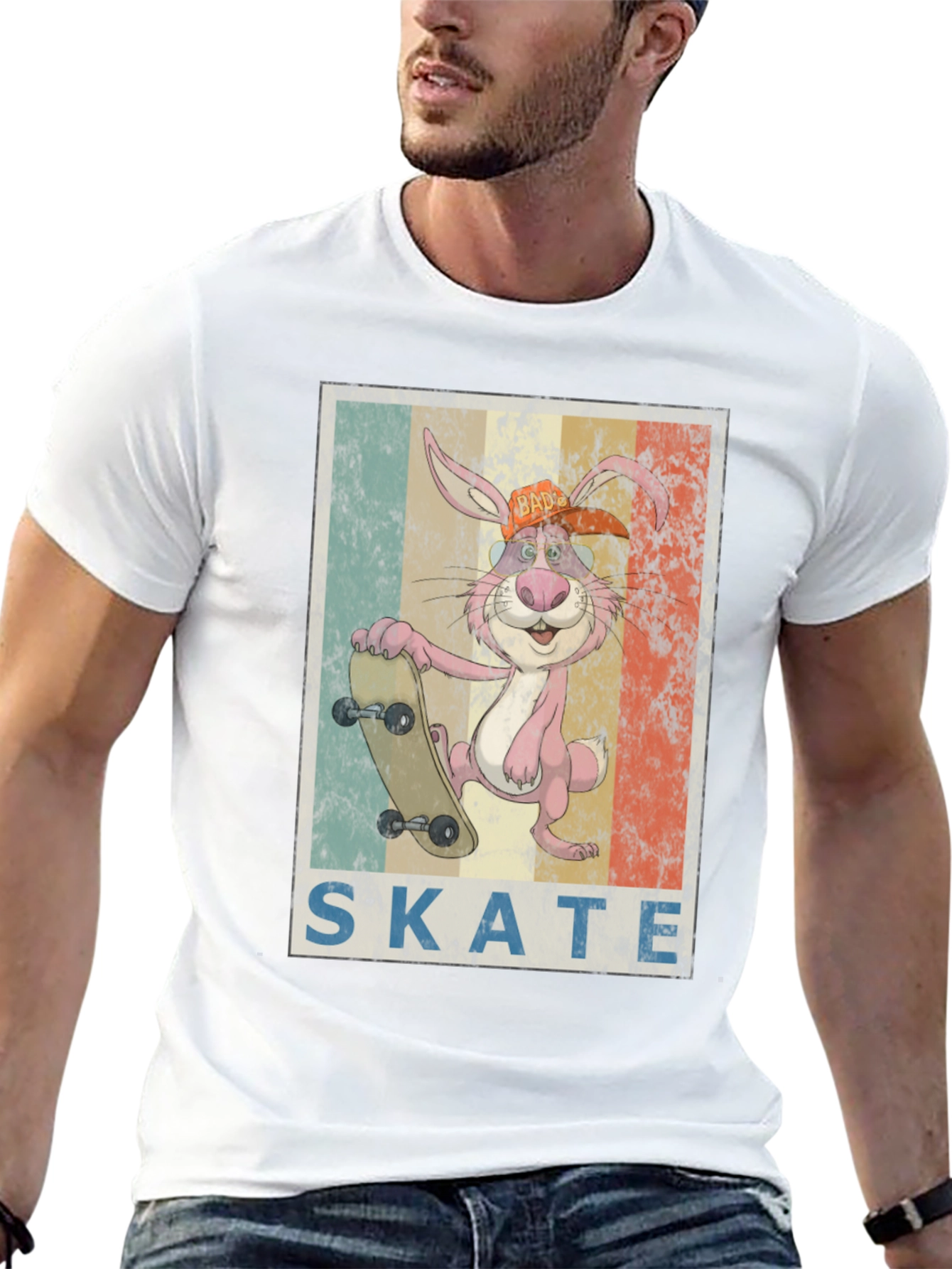 Skateboarding Bunny Graphic Tee - Retro Cool