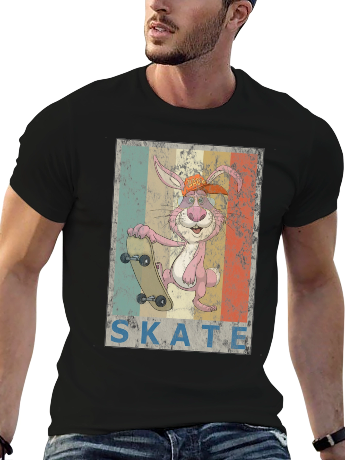 Skateboarding Bunny Graphic Tee - Retro Cool