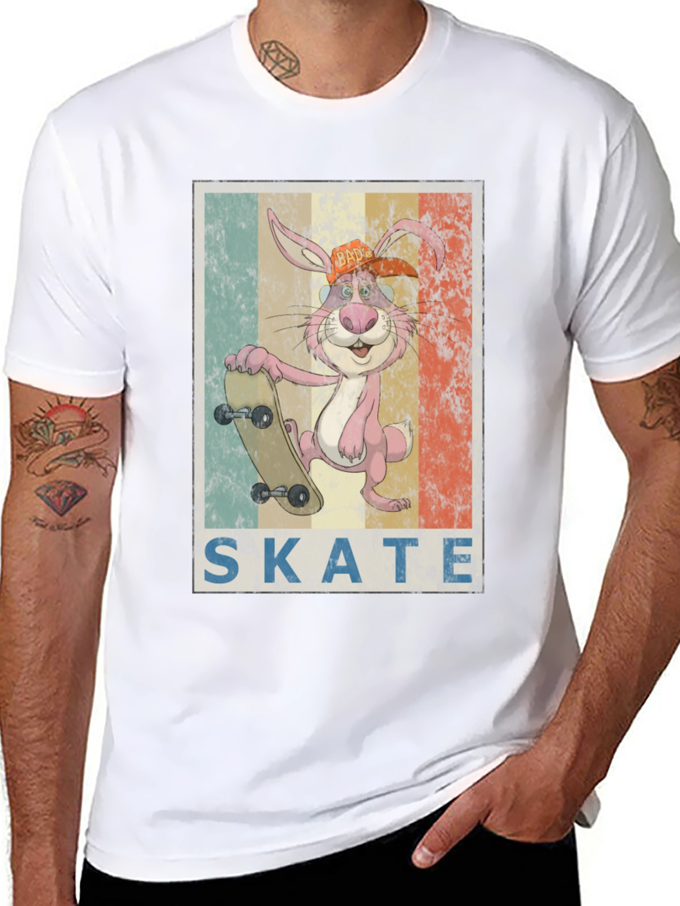 Skateboarding Bunny Graphic Tee - Retro Cool