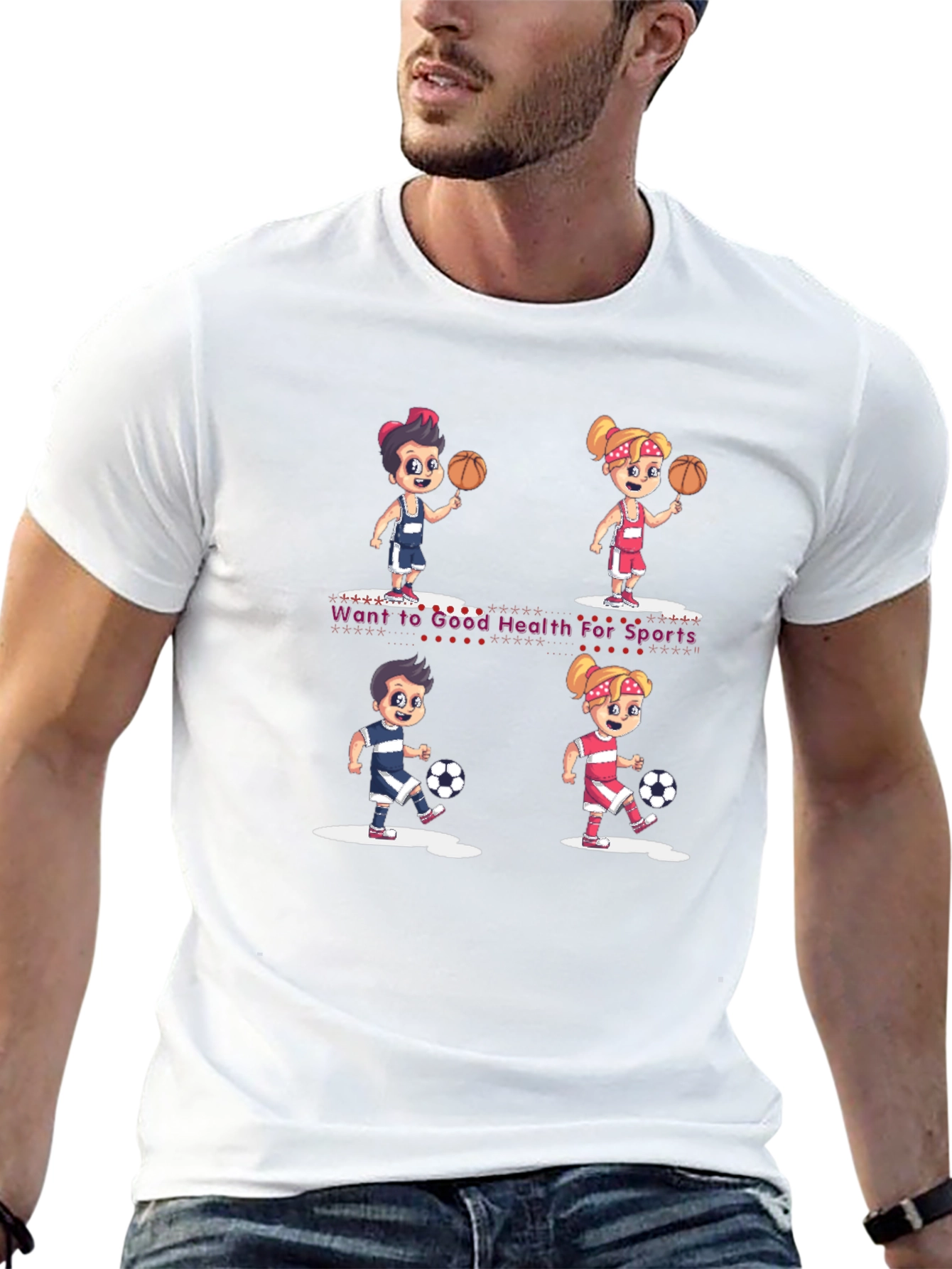 Sports Themed Graphic T-Shirt - Good Health