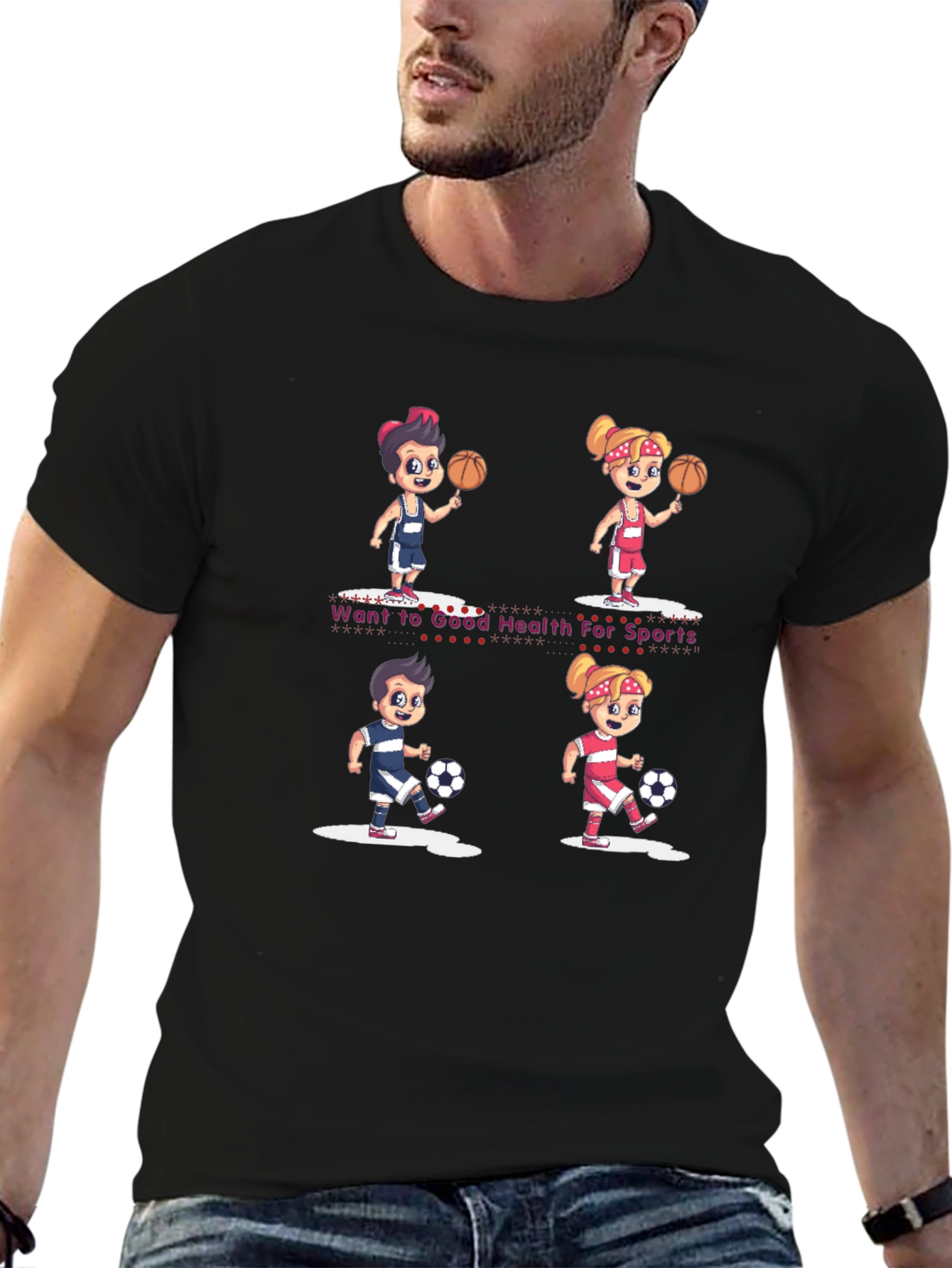 Sports Themed Graphic T-Shirt - Good Health
