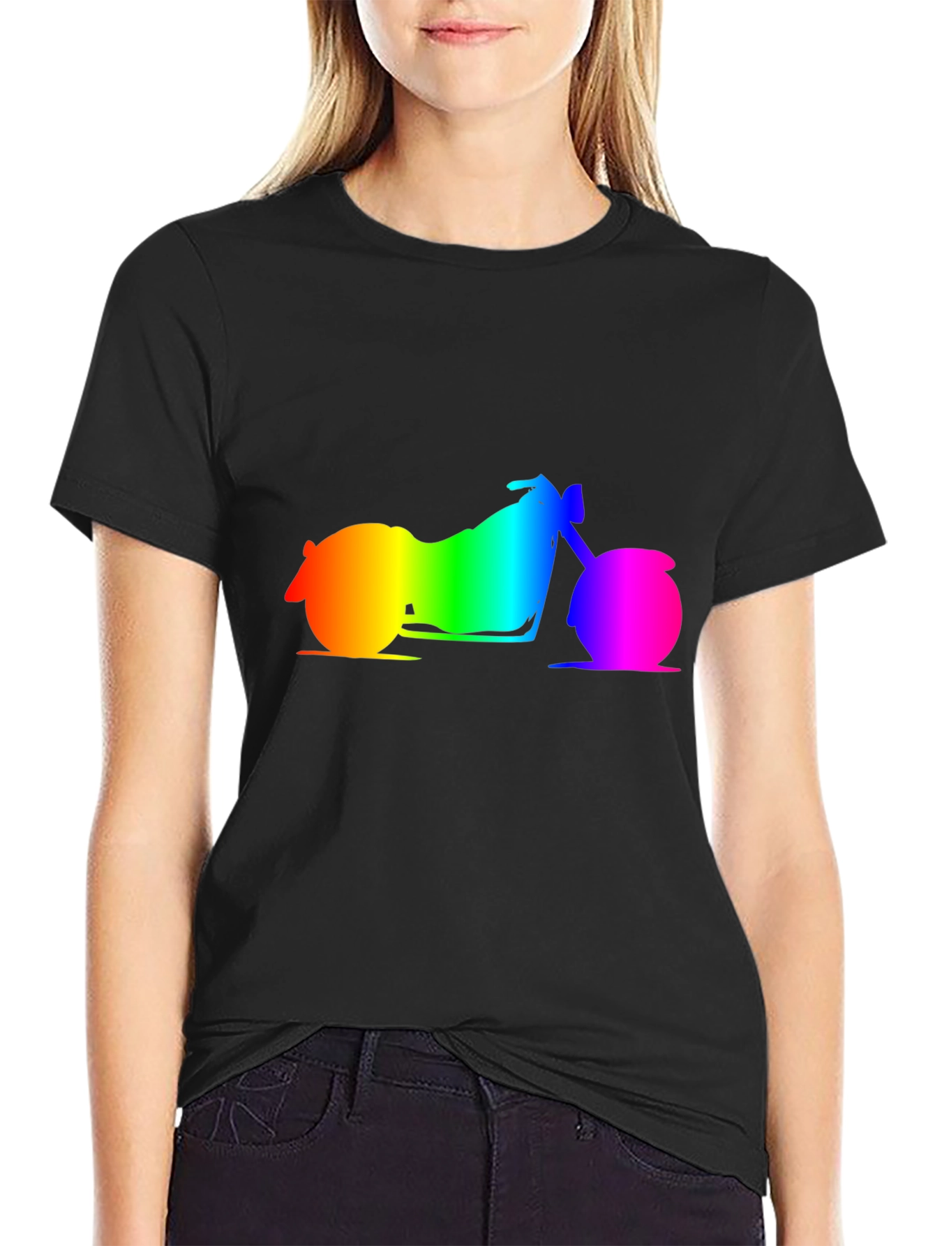 Rainbow Motorcycle Graphic Tee - Black
