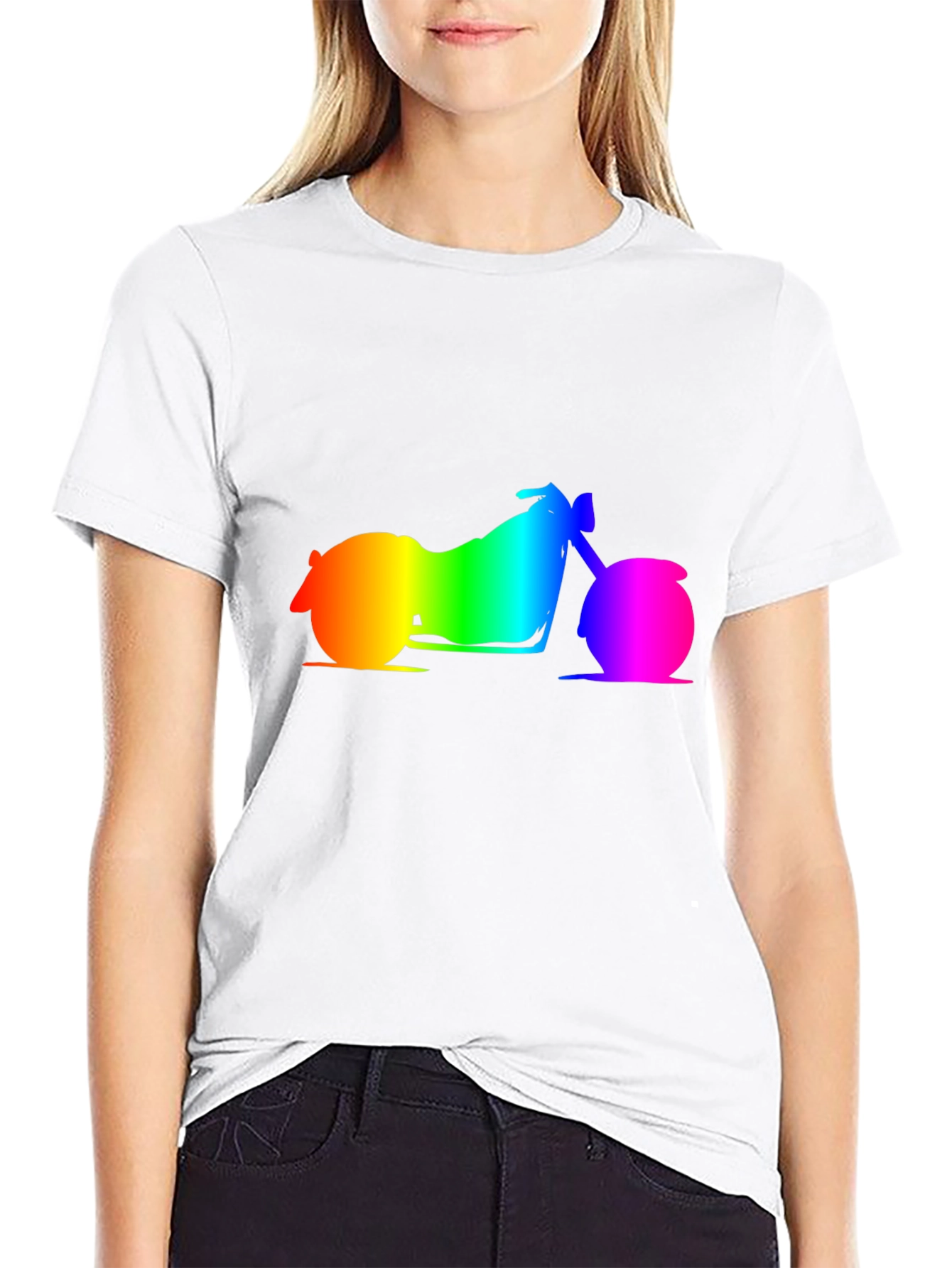 Rainbow Motorcycle Graphic Tee - Black