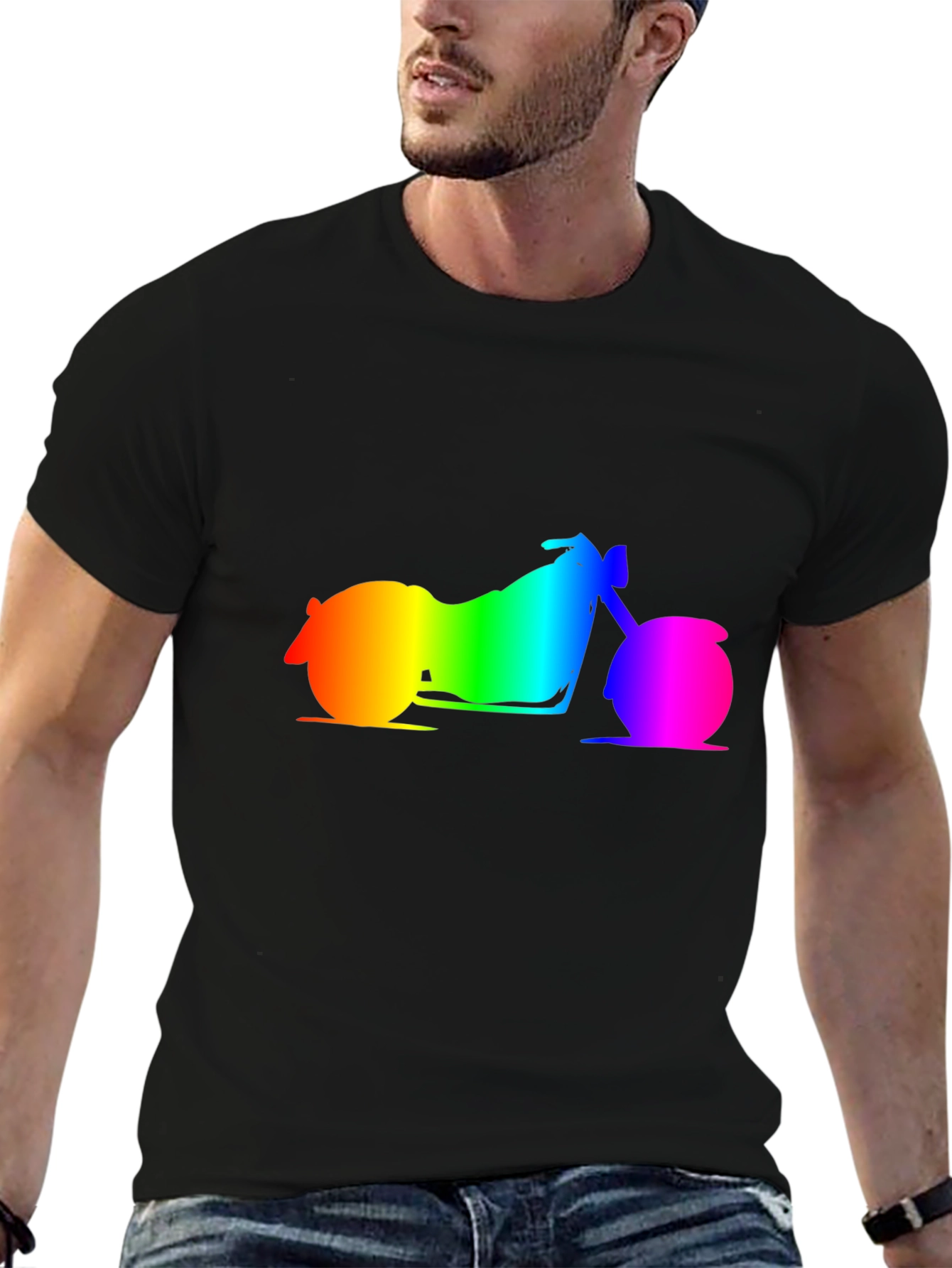Rainbow Motorcycle Graphic Tee - Black