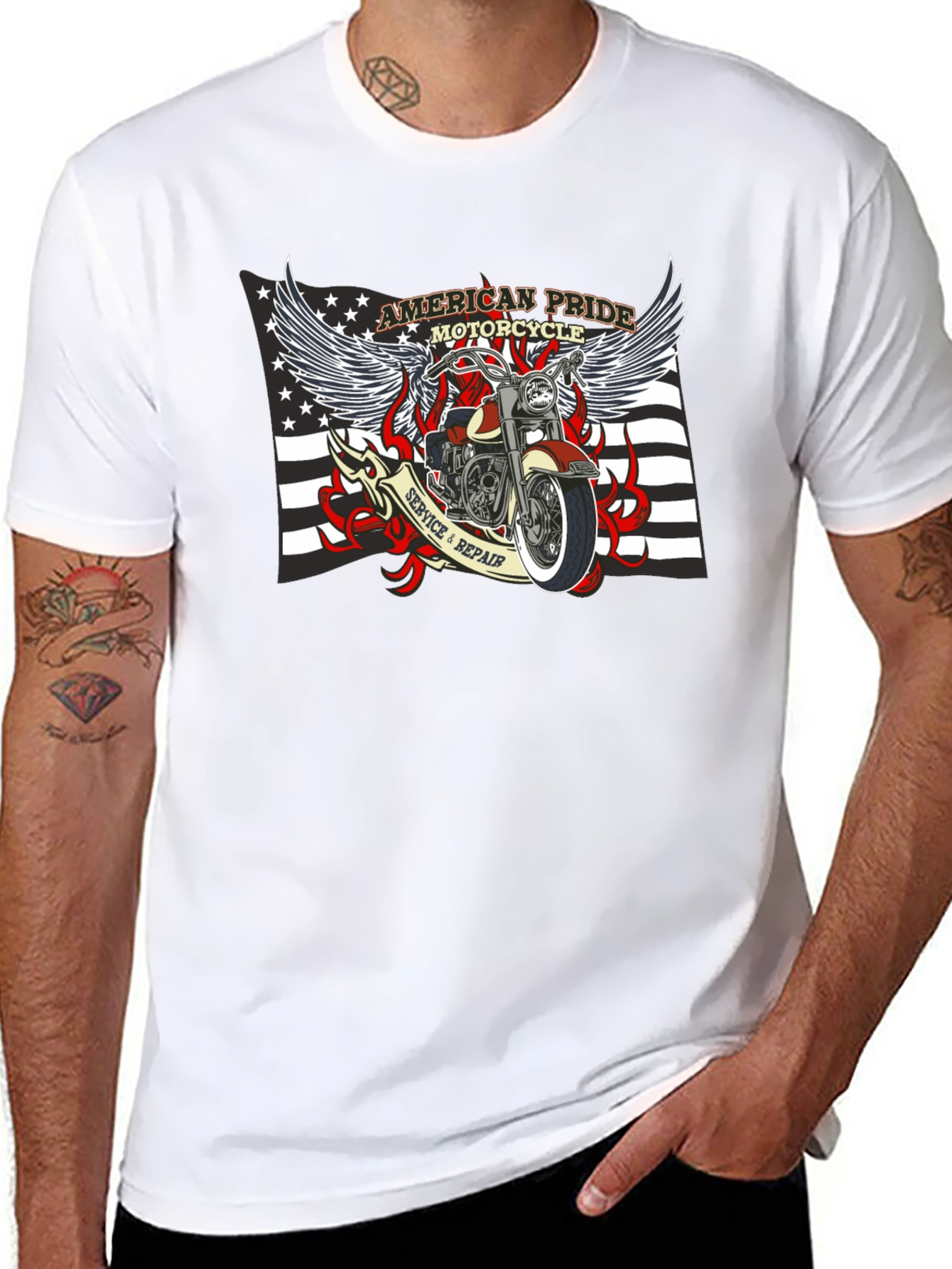 American Pride Motorcycle Graphic T-Shirt
