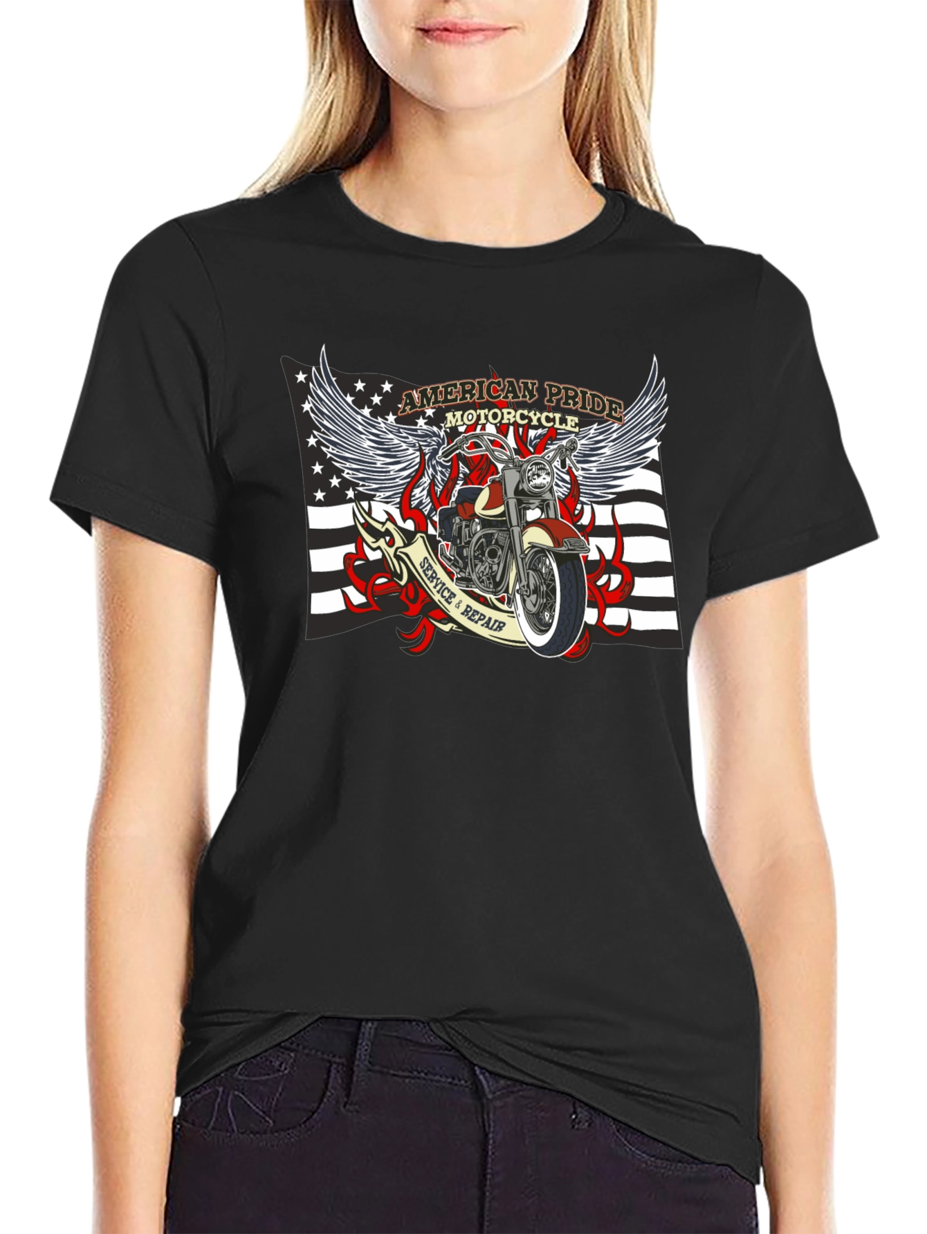 American Pride Motorcycle Graphic T-Shirt