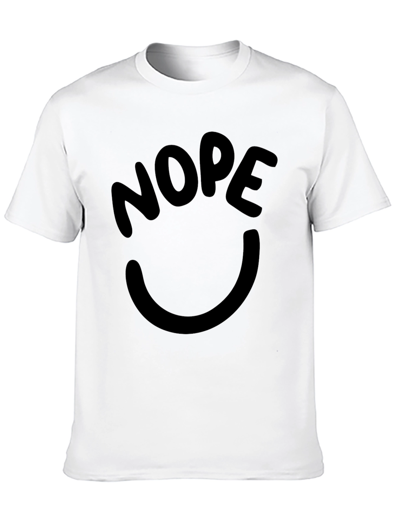 Nope Smiley Face Graphic Tee - Black Casual T-Shirt