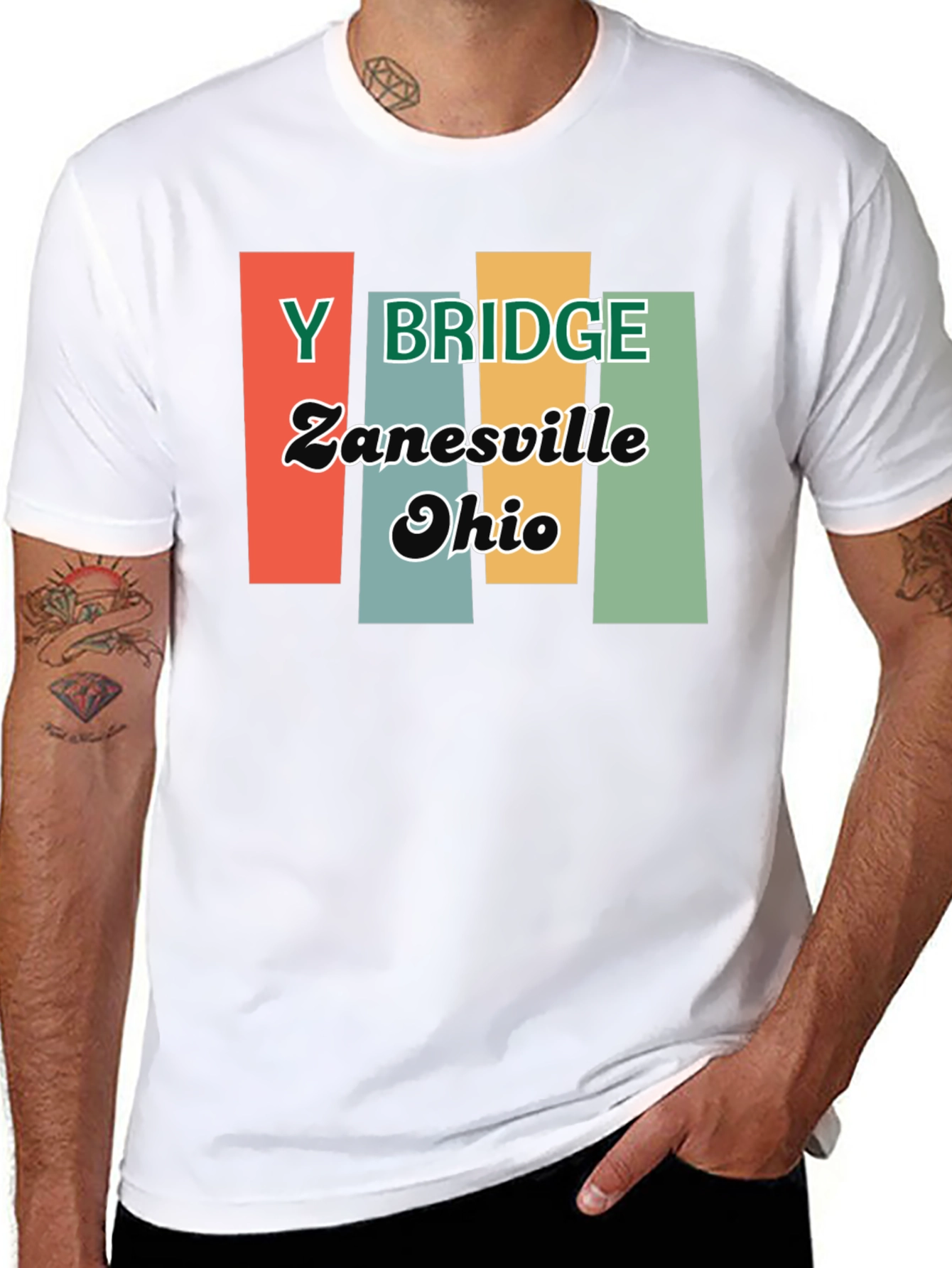 Y Bridge Zanesville Ohio Retro Black T-Shirt