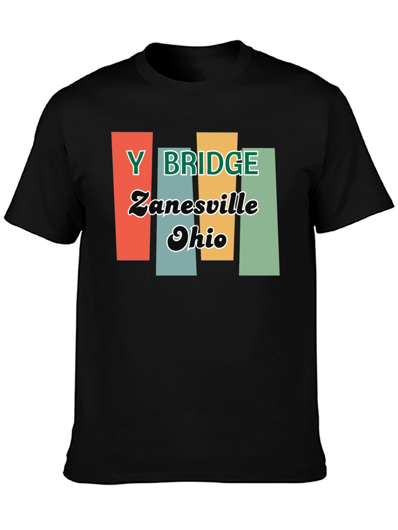 Y Bridge Zanesville Ohio Retro Black T-Shirt