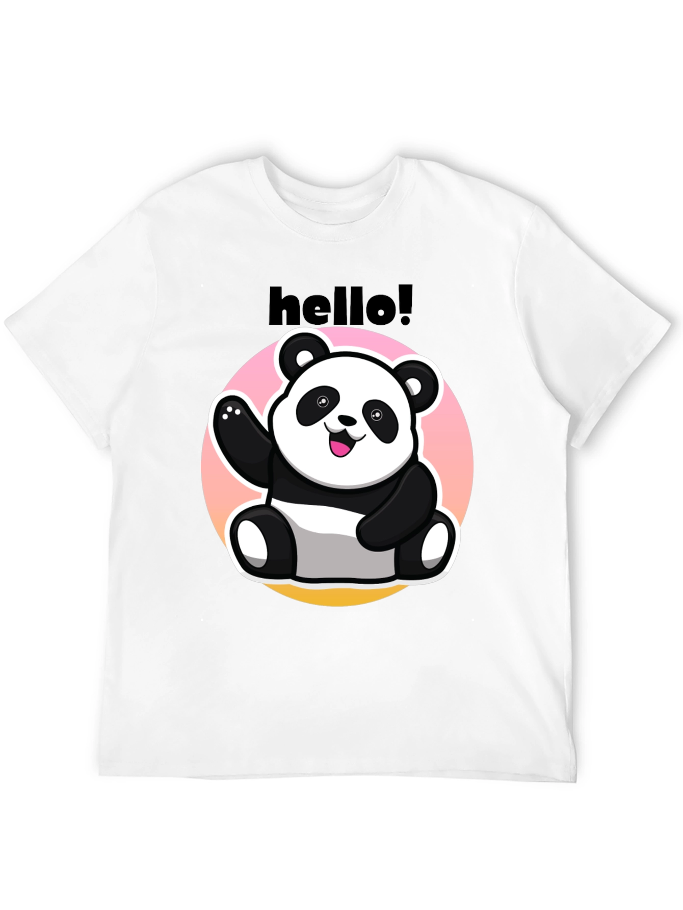 Hello Panda Graphic Tee - Casual Black T-Shirt