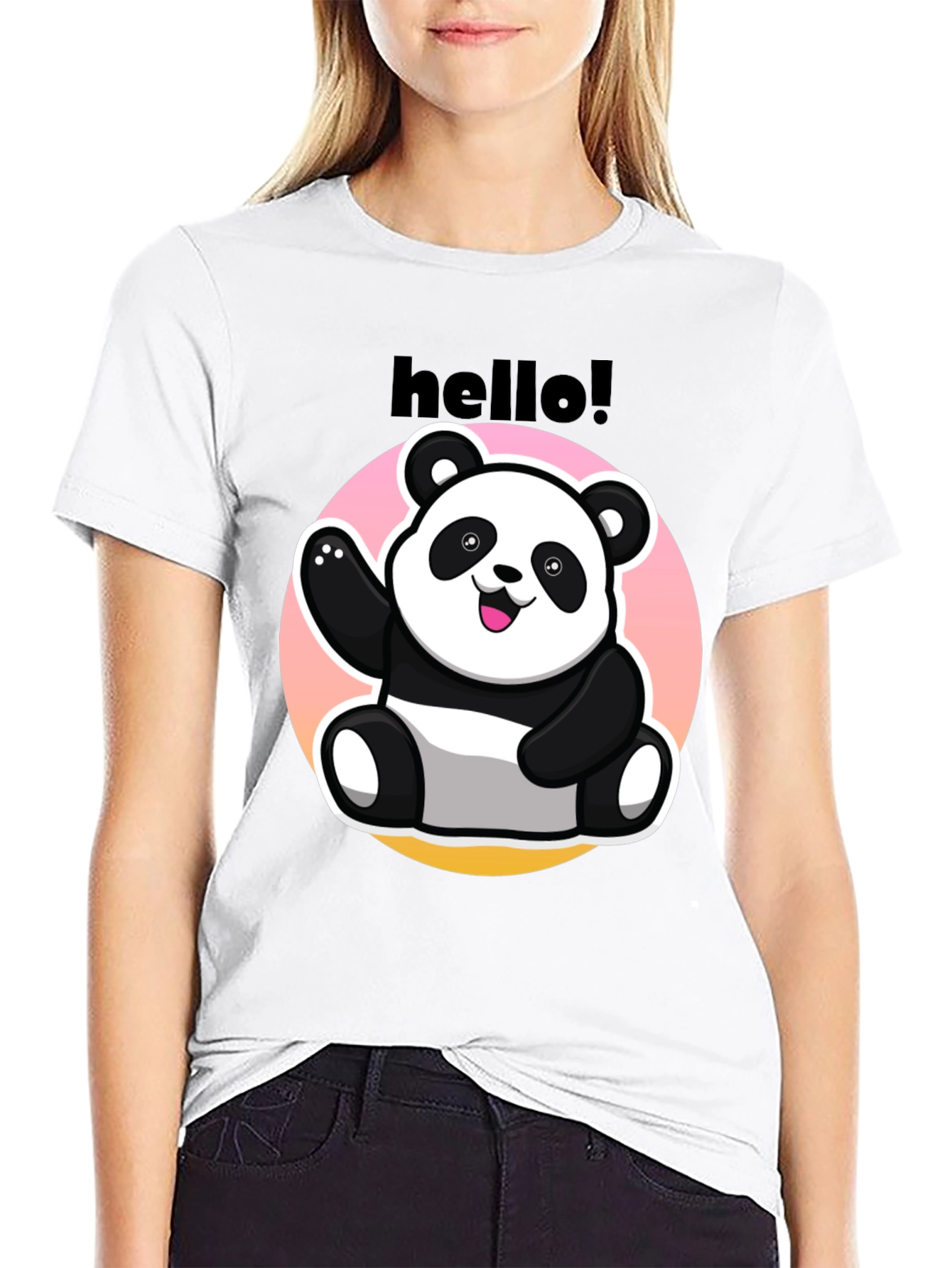 Hello Panda Graphic Tee - Casual Black T-Shirt