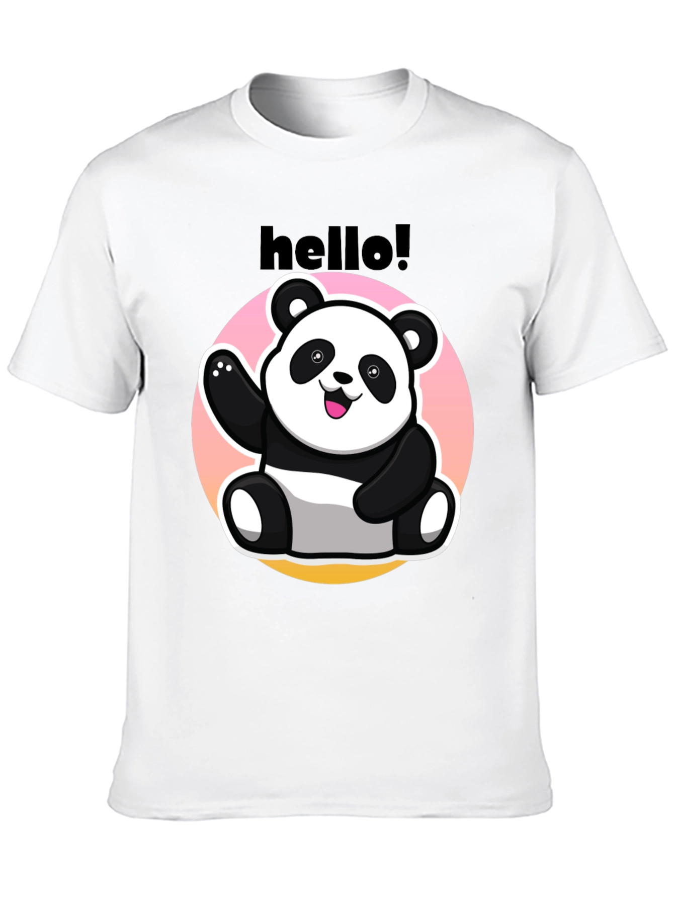 Hello Panda Graphic Tee - Casual Black T-Shirt