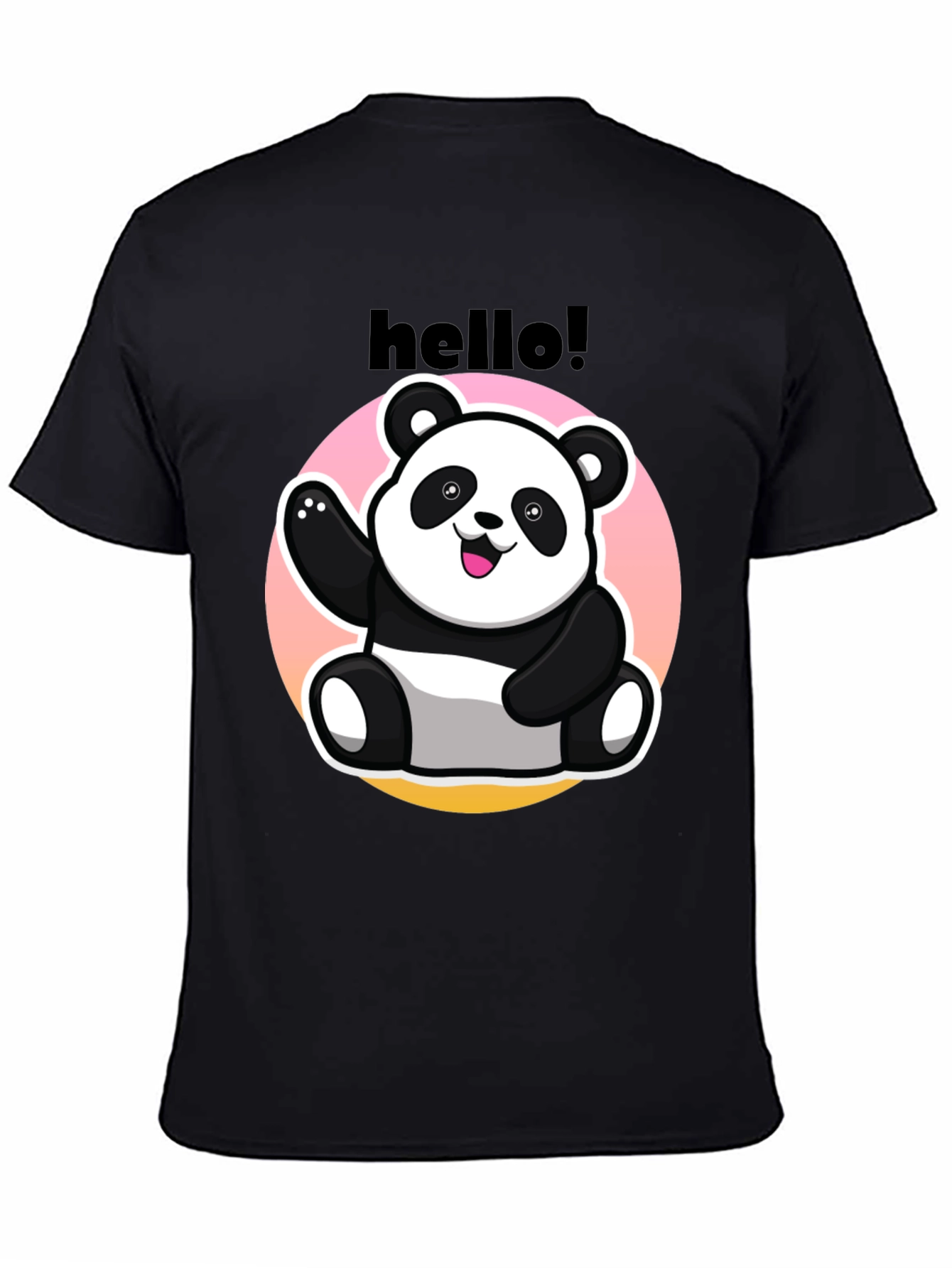Hello Panda Graphic Tee - Casual Black T-Shirt
