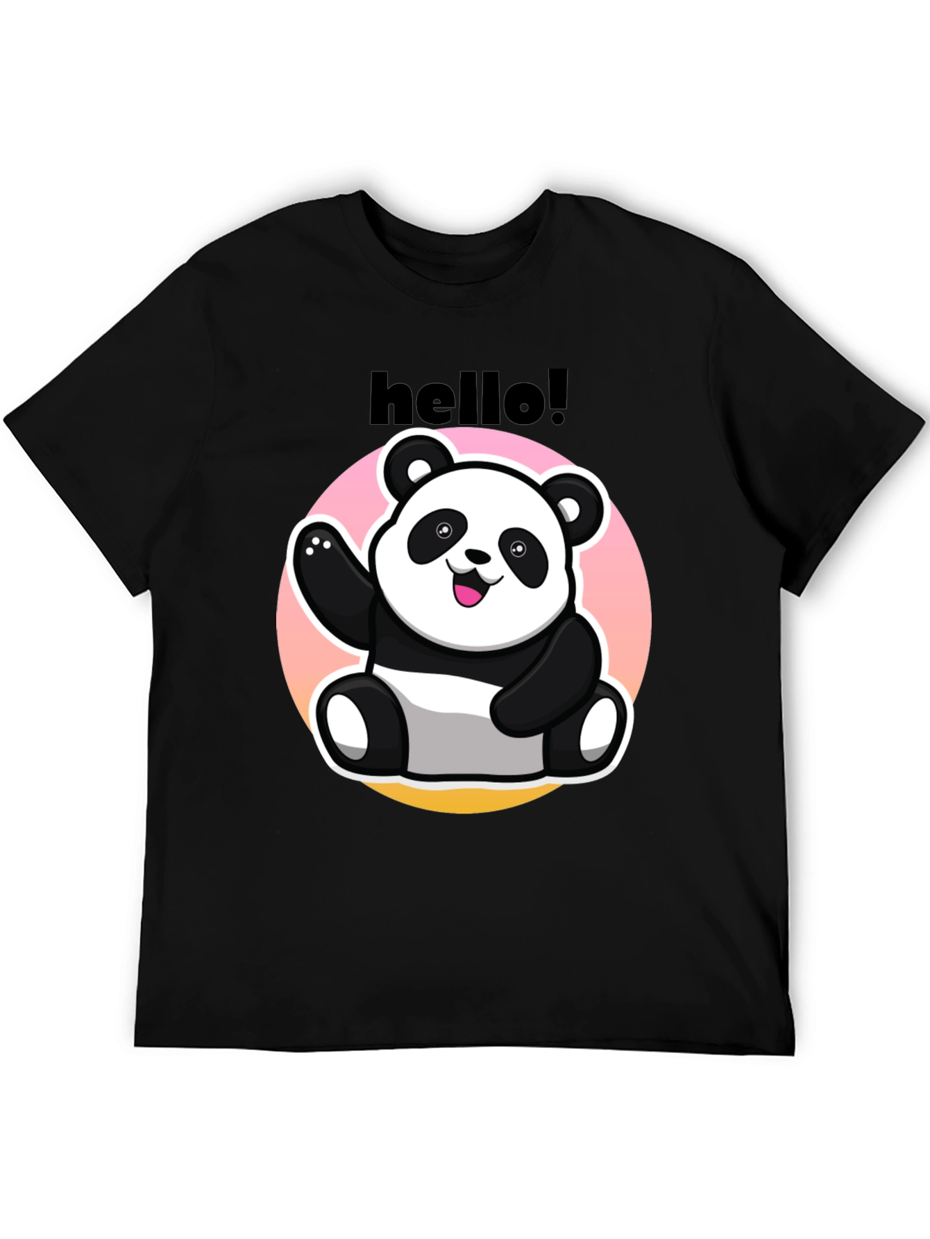 Hello Panda Graphic Tee - Casual Black T-Shirt