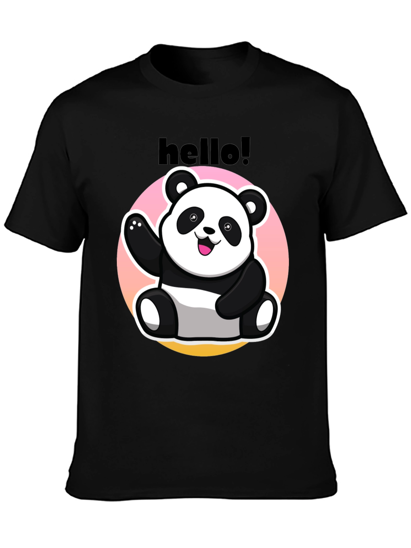 Hello Panda Graphic Tee - Casual Black T-Shirt