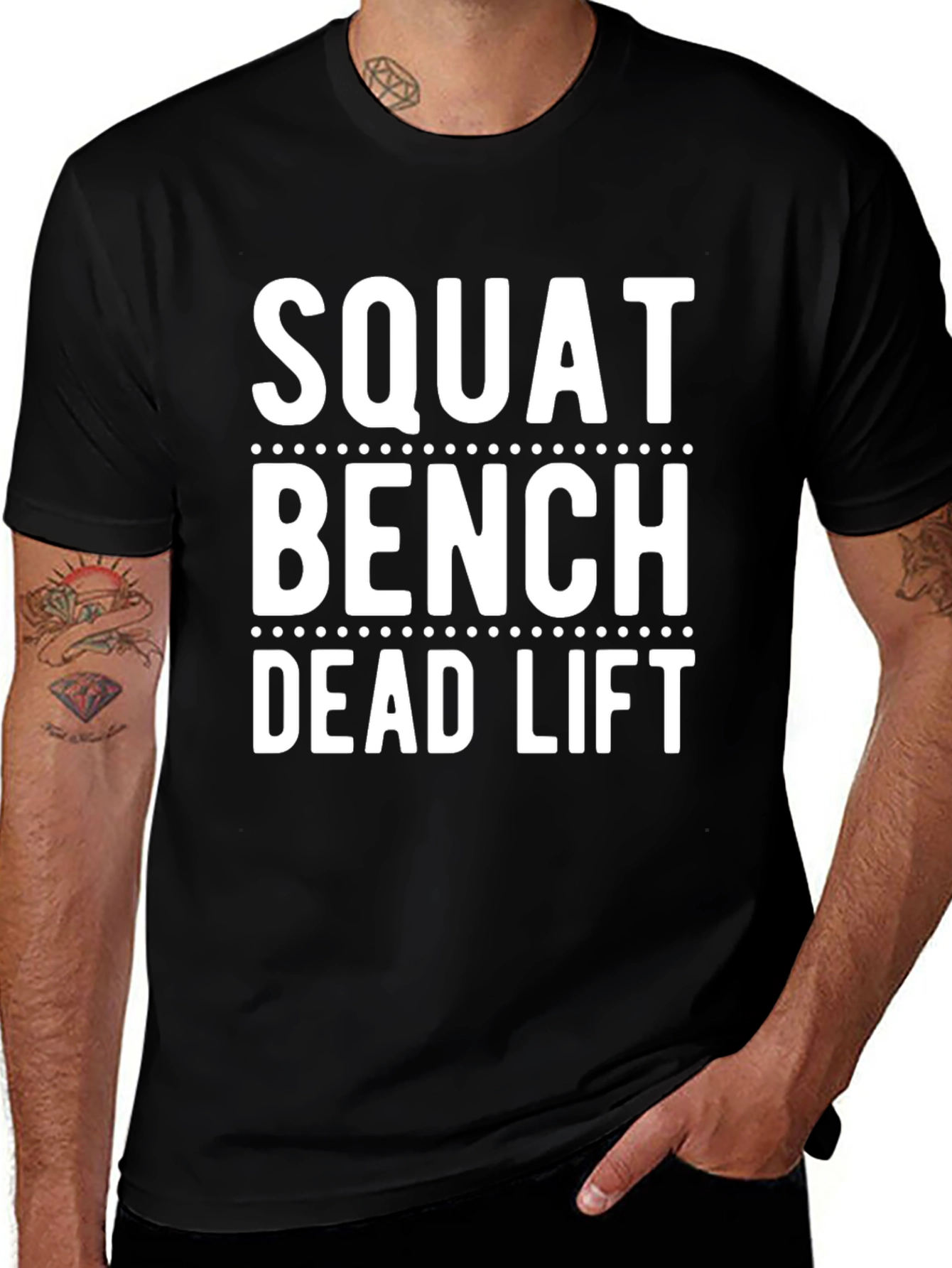 Squat Bench Deadlift Gym Workout Black T-Shirt
