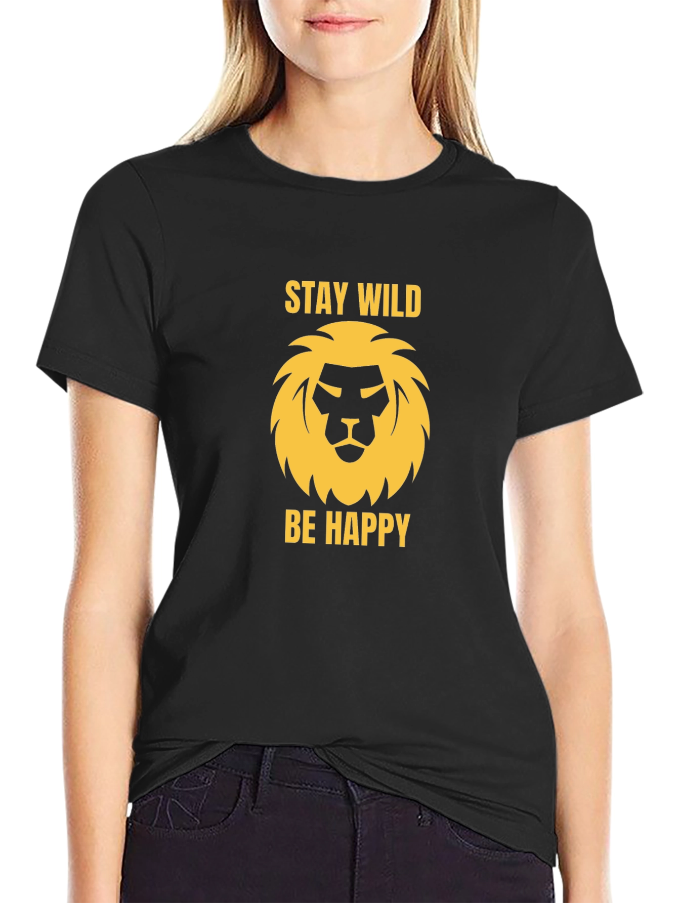 Stay Wild Lion Graphic Tee - Black