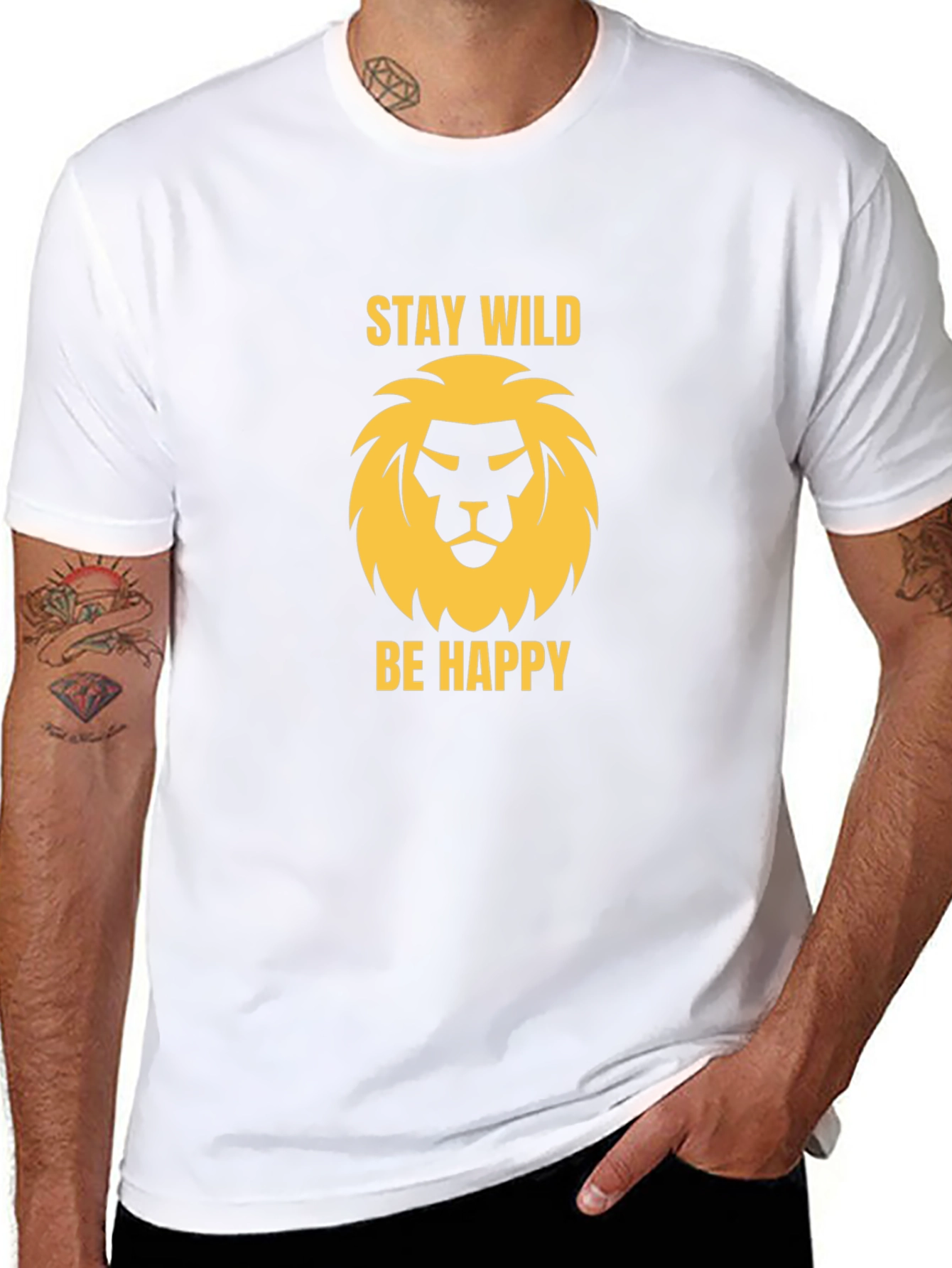 Stay Wild Lion Graphic Tee - Black