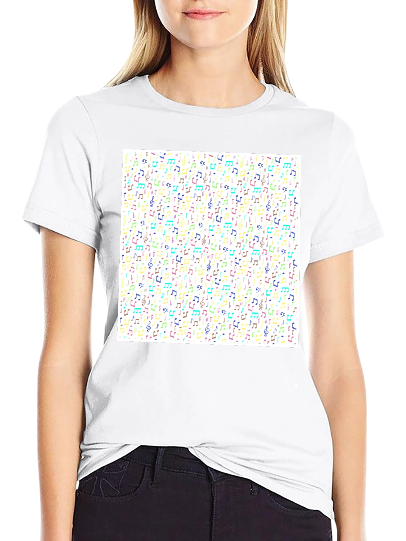 Musical Note Pattern T-Shirt - Trendy Graphic Tee