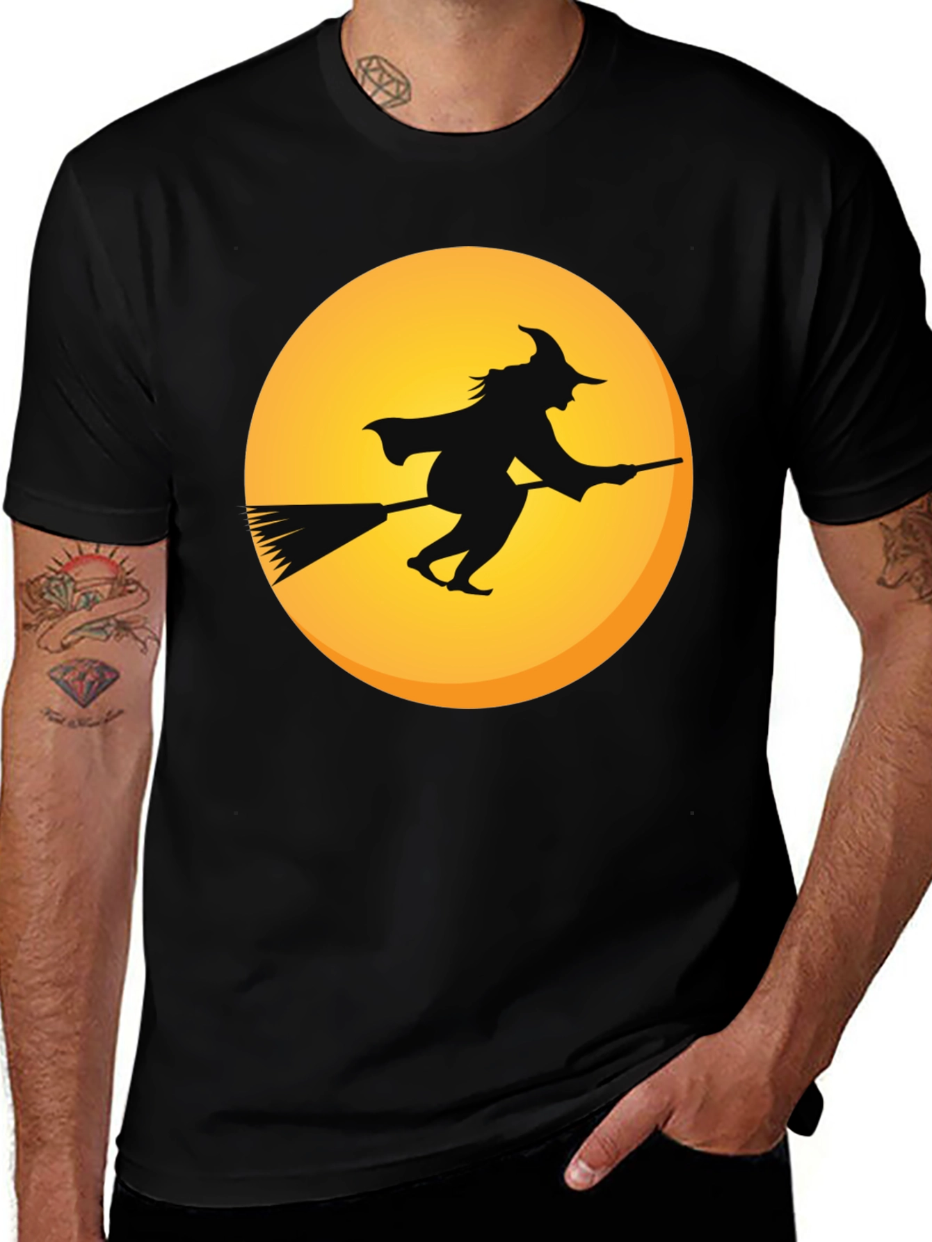 Witch on Broomstick T-Shirt - Halloween Apparel