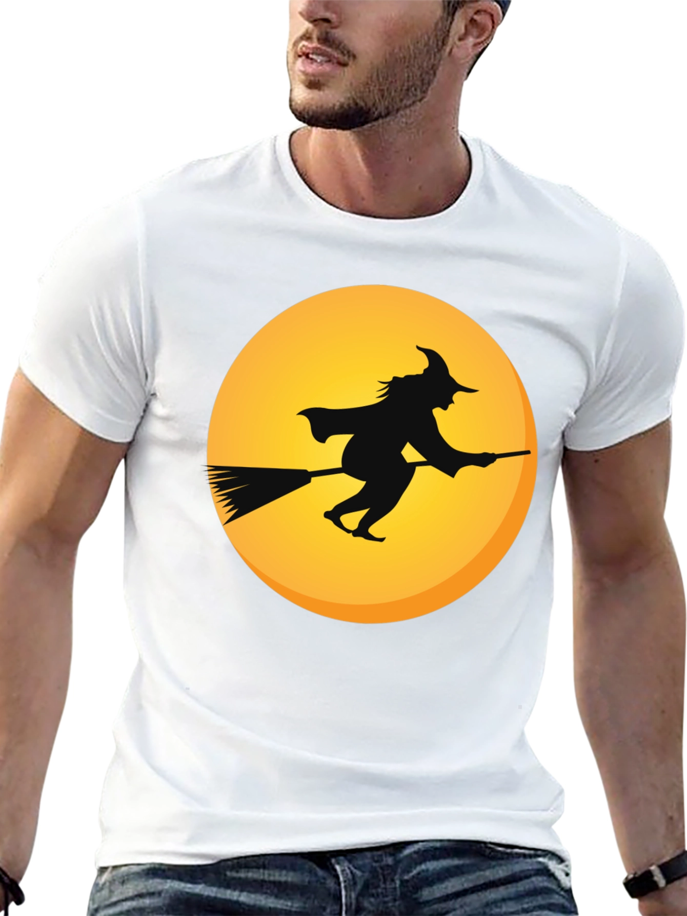 Witch on Broomstick T-Shirt - Halloween Apparel