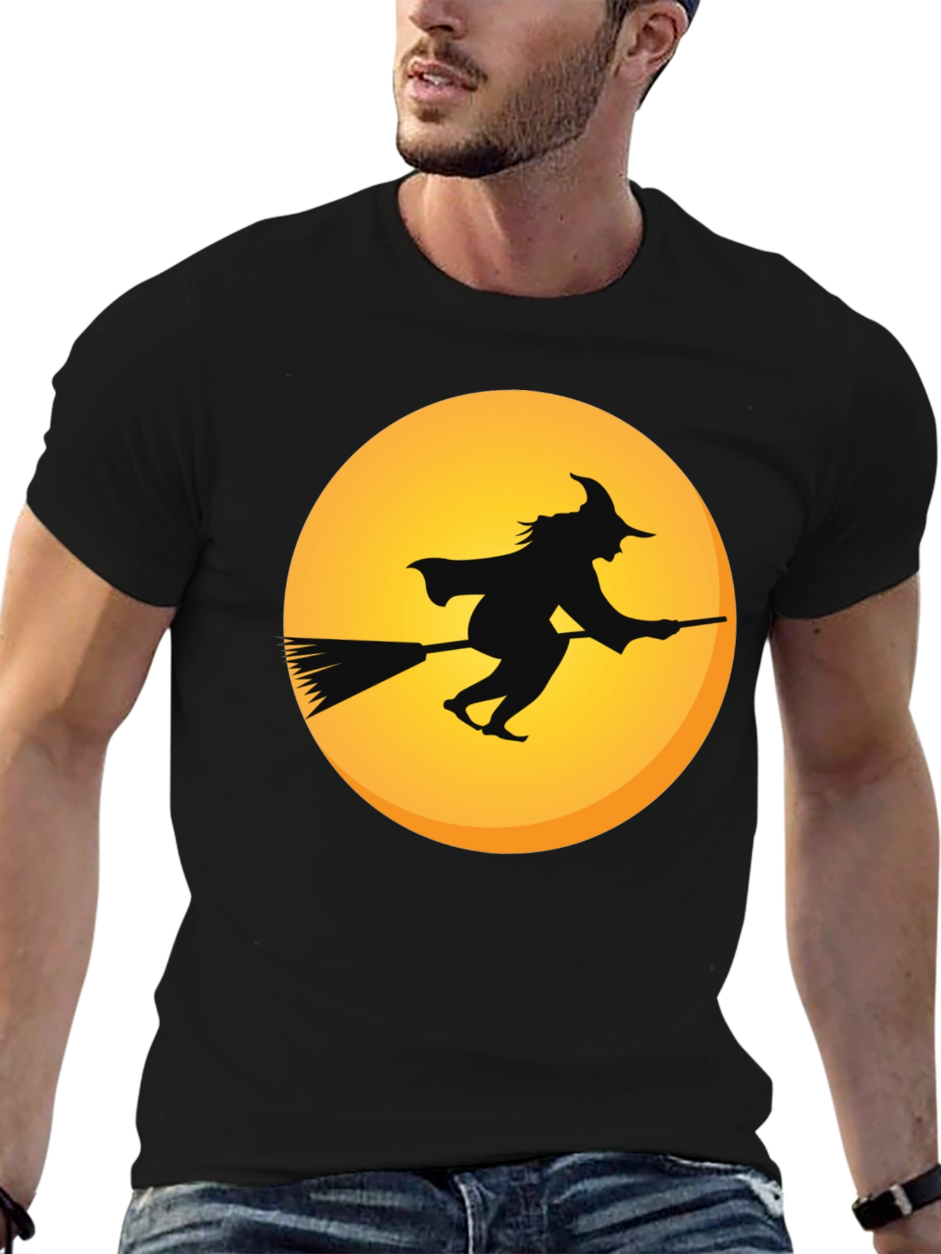 Witch on Broomstick T-Shirt - Halloween Apparel