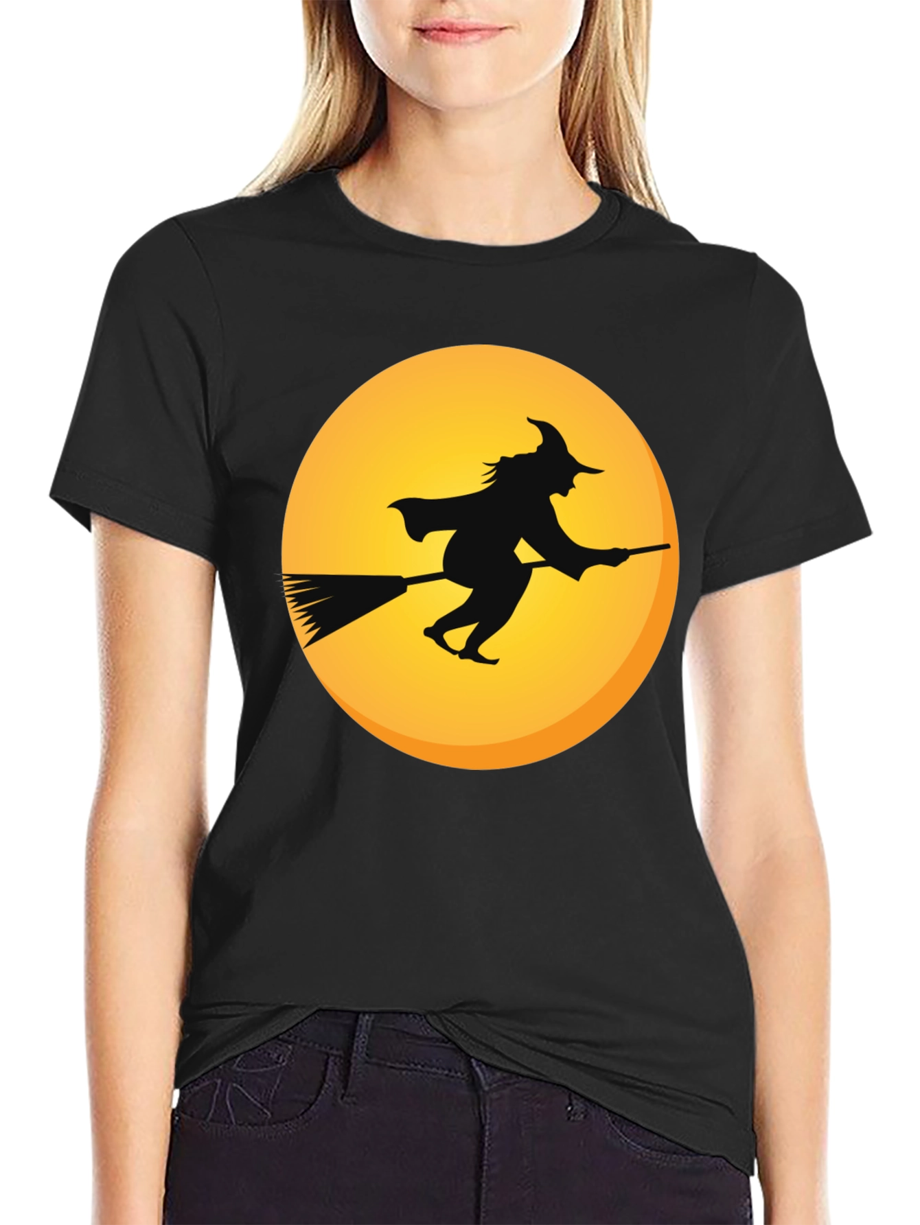Witch on Broomstick T-Shirt - Halloween Apparel