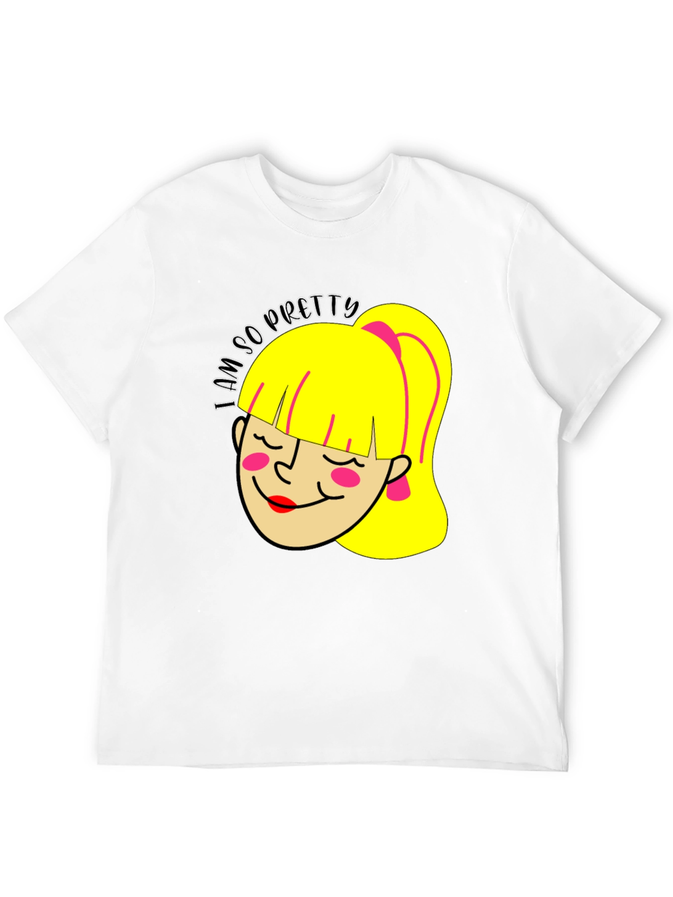 I Am So Pretty Cartoon Girl Graphic Black Tee