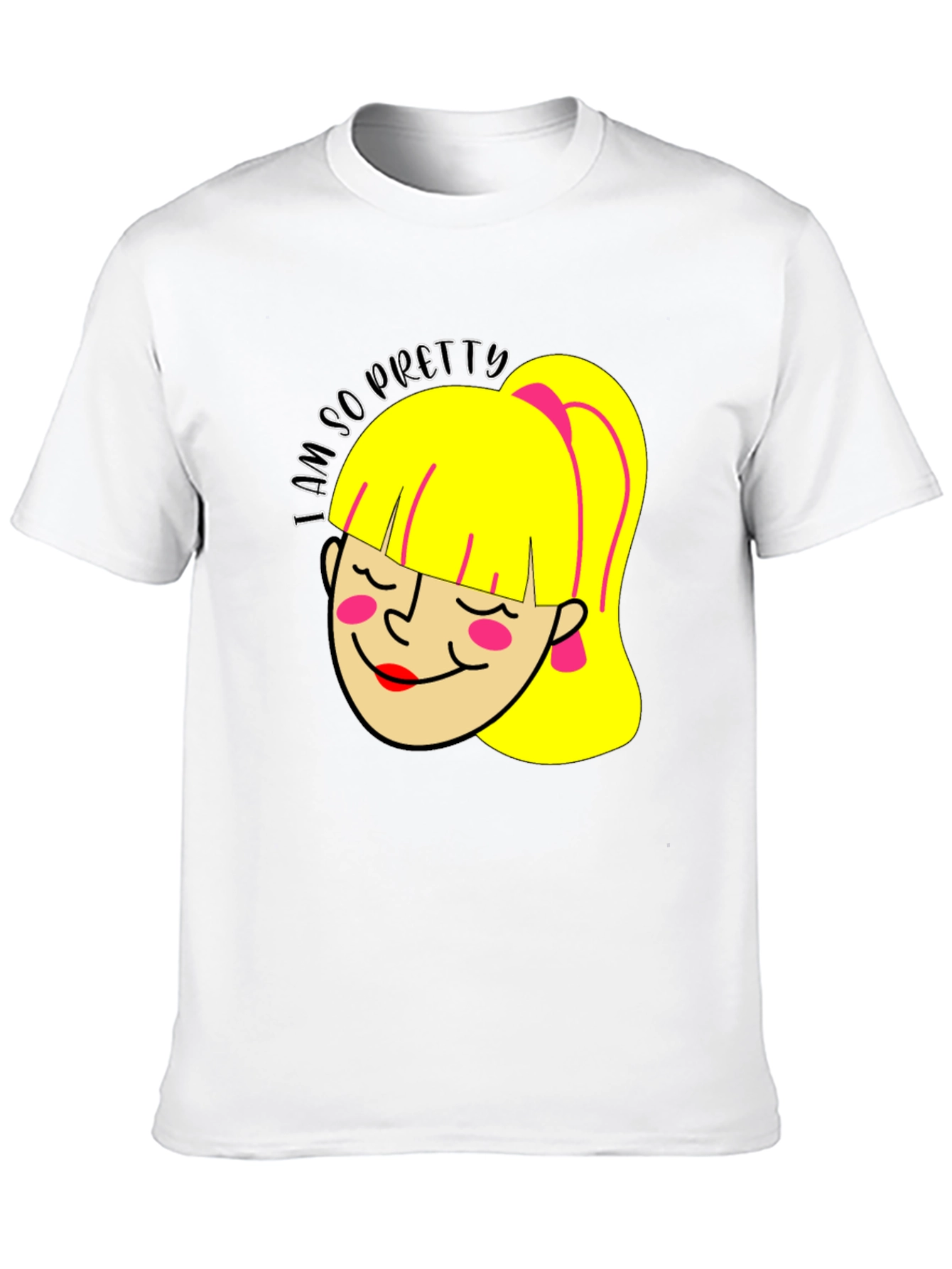 I Am So Pretty Cartoon Girl Graphic Black Tee