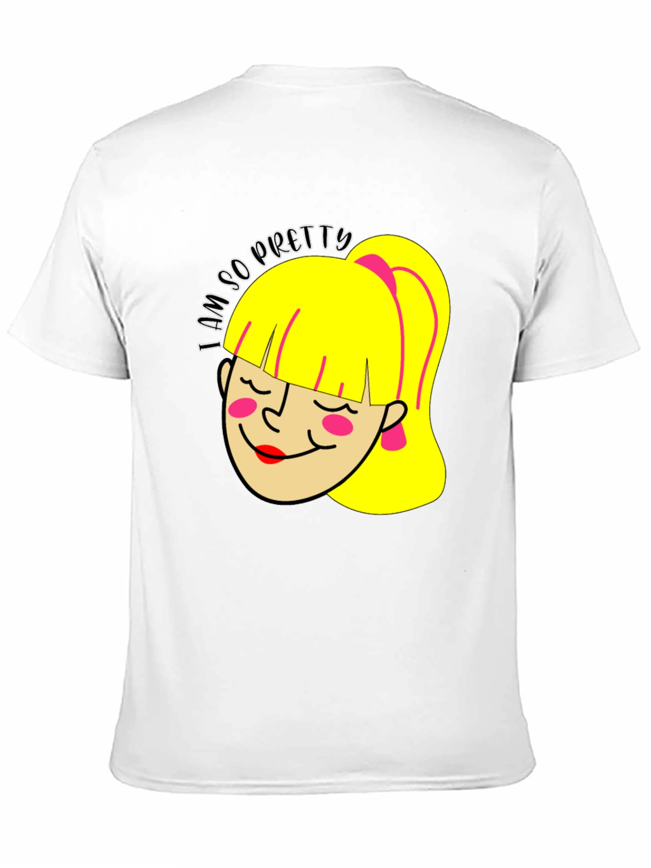 I Am So Pretty Cartoon Girl Graphic Black Tee