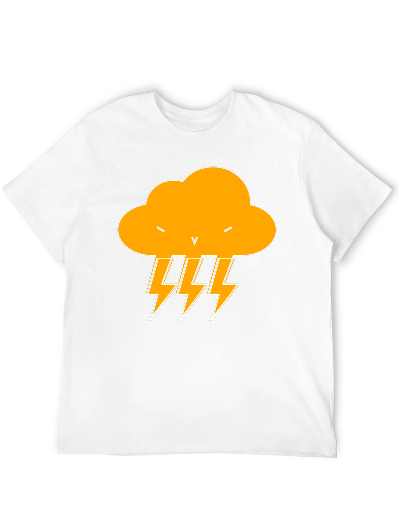 Black T-Shirt with Lightning Cloud Design