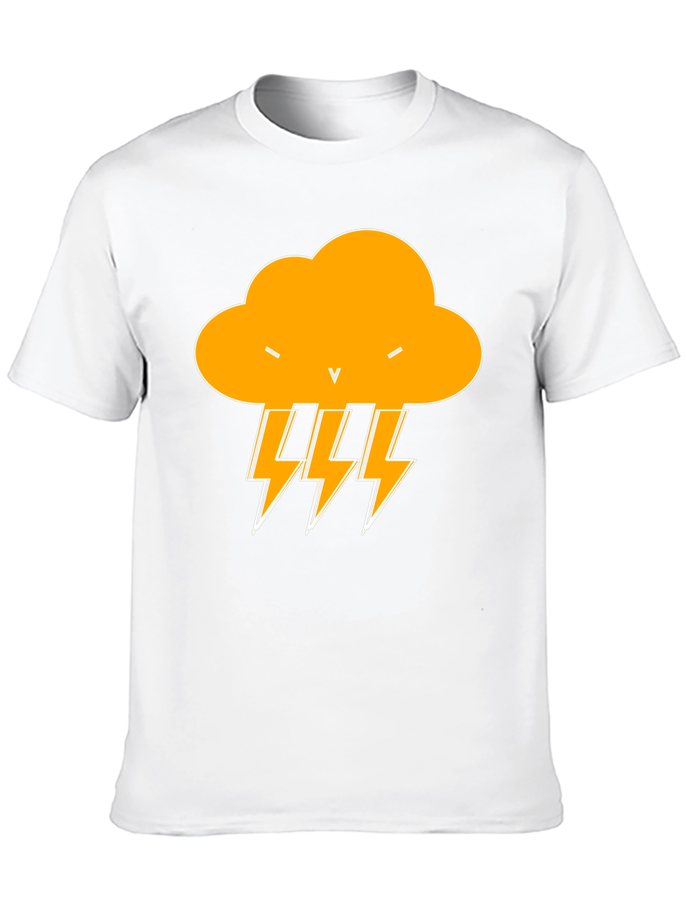 Black T-Shirt with Lightning Cloud Design