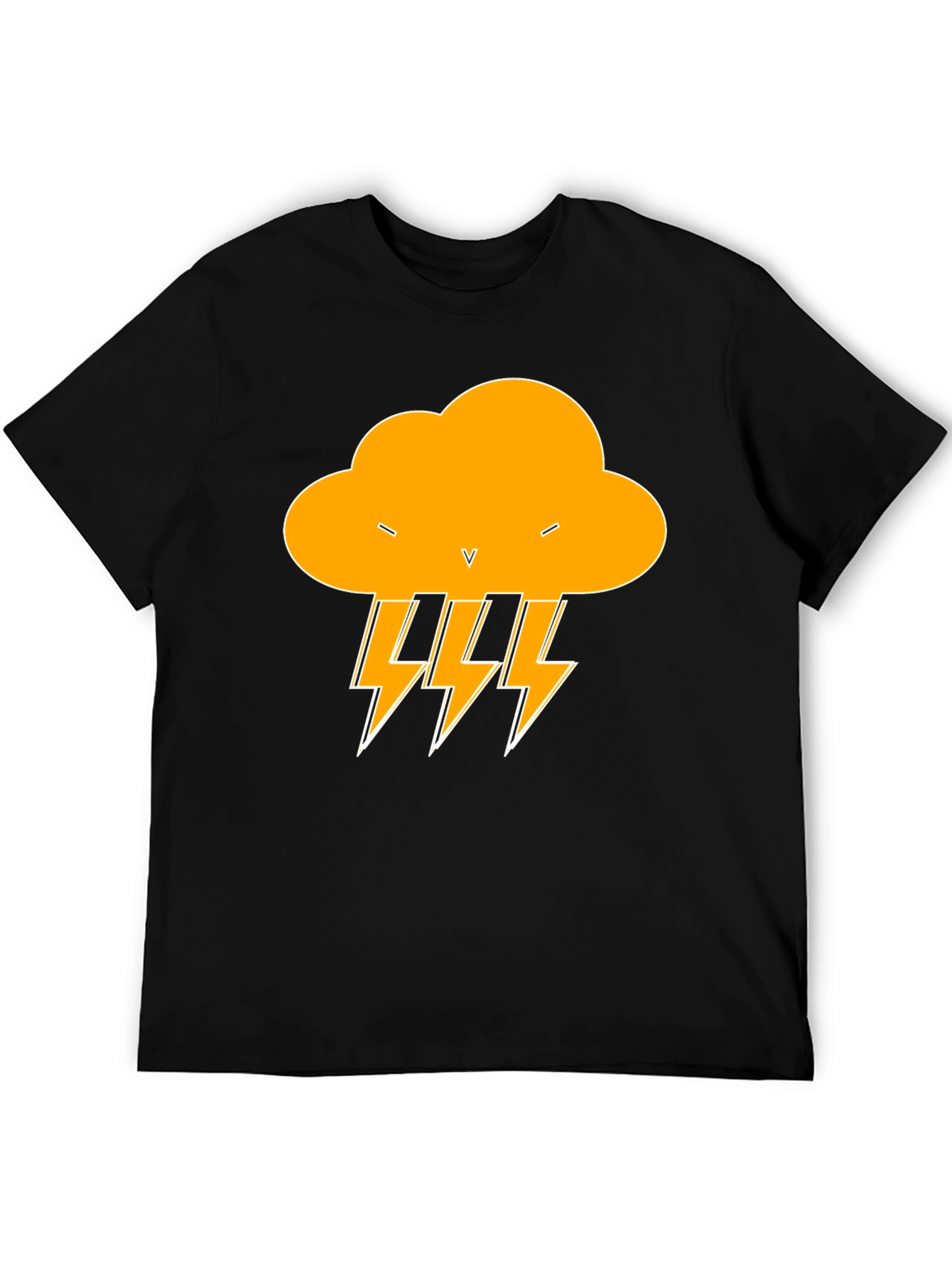 Black T-Shirt with Lightning Cloud Design