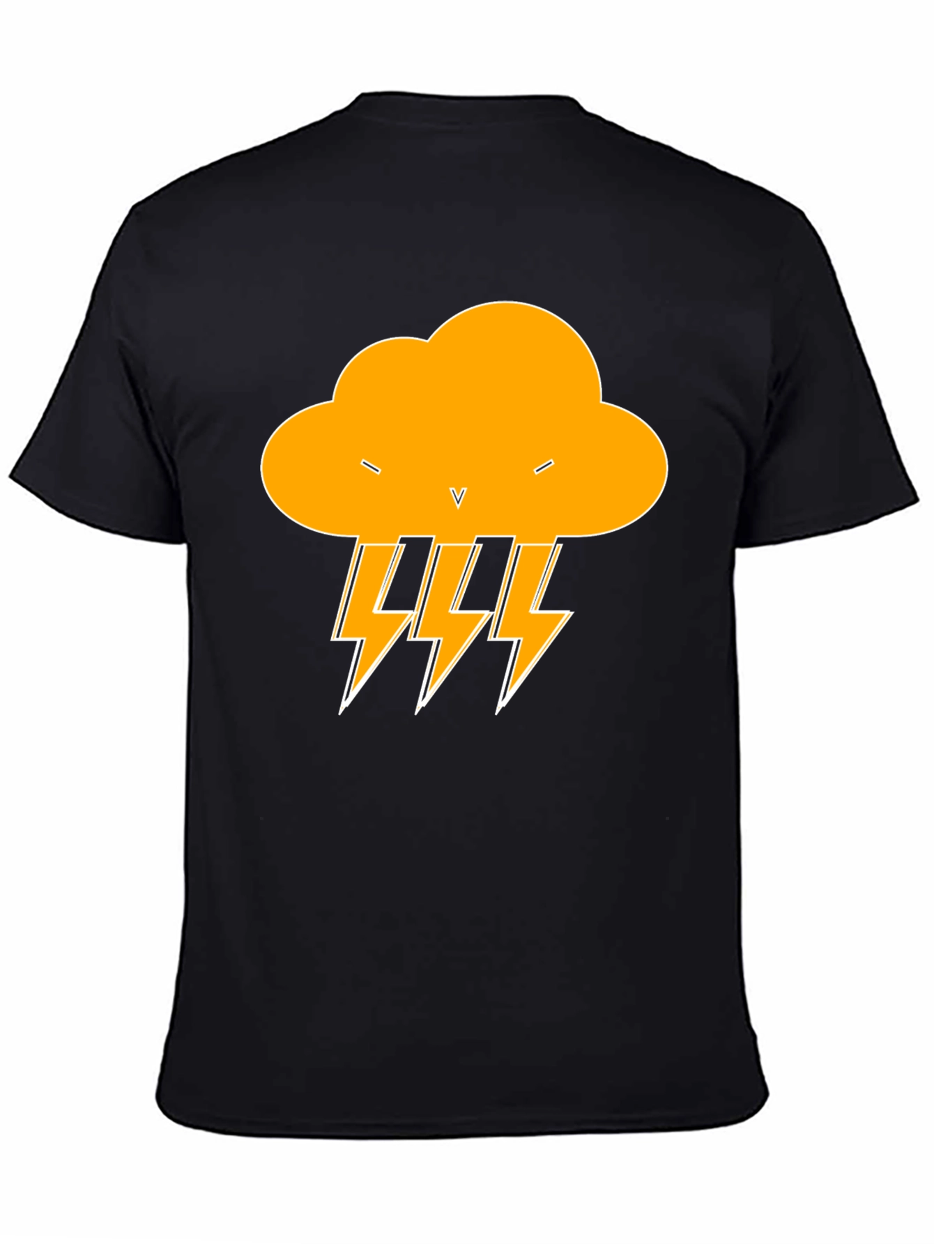 Black T-Shirt with Lightning Cloud Design