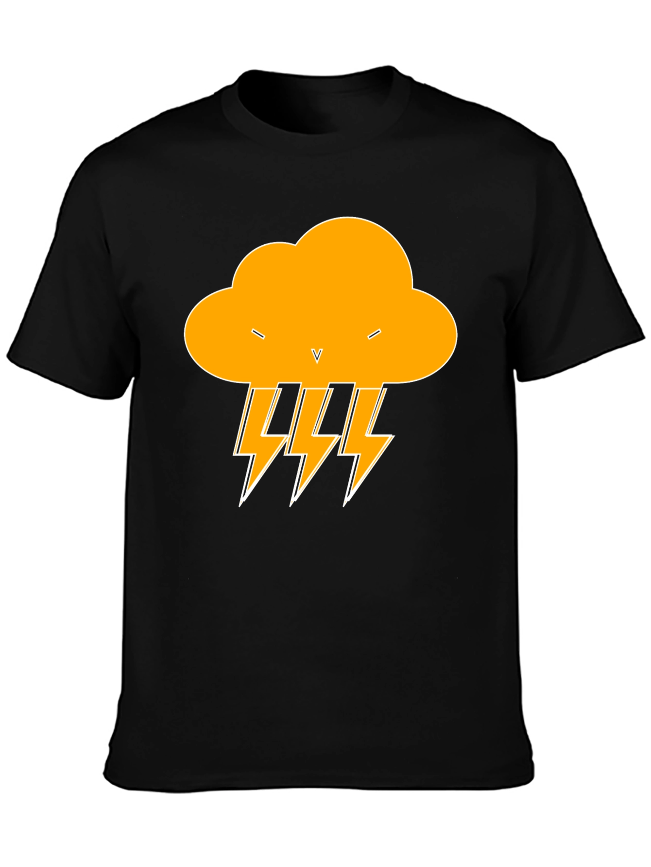 Black T-Shirt with Lightning Cloud Design