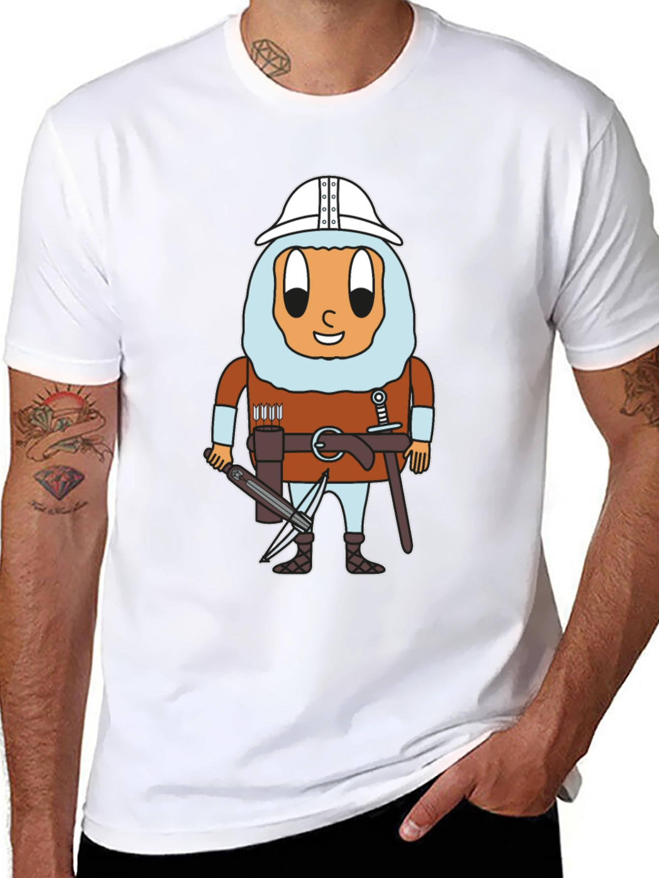 Egg Knight T-Shirt: Cartoon Warrior Egg Tee