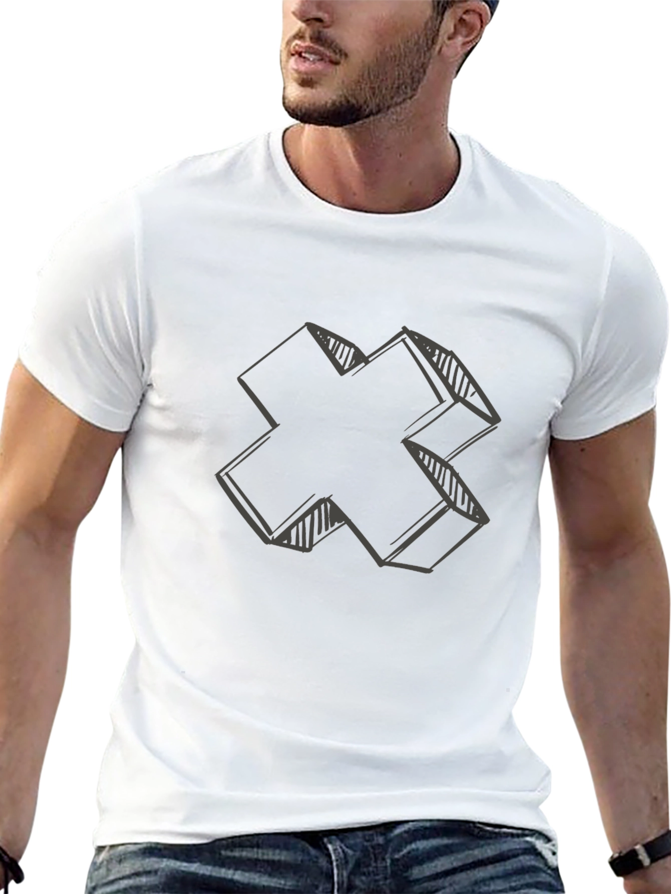 Abstract Cross Graphic Tee