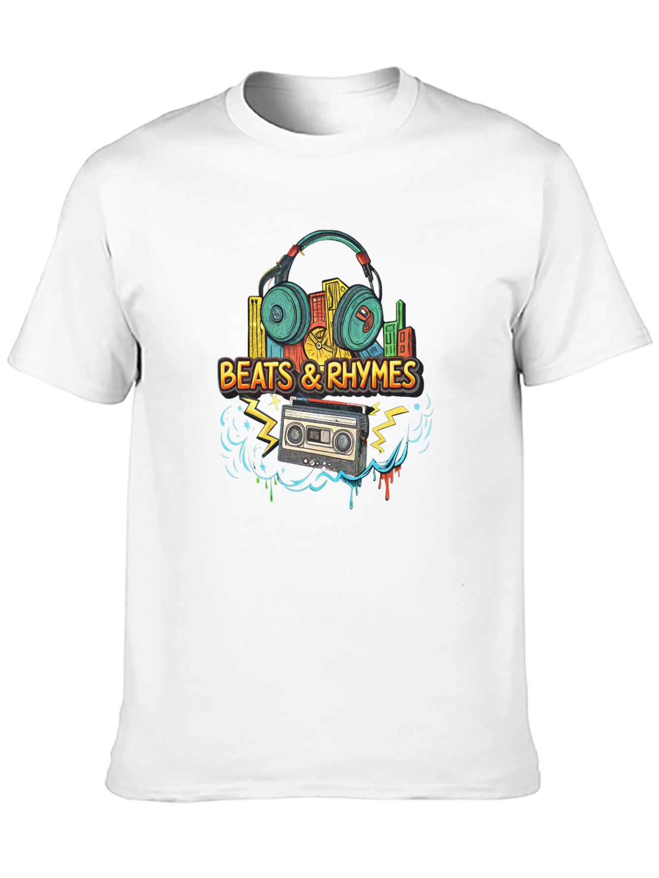 Beats & Rhymes Graphic Tee - Retro Music Style