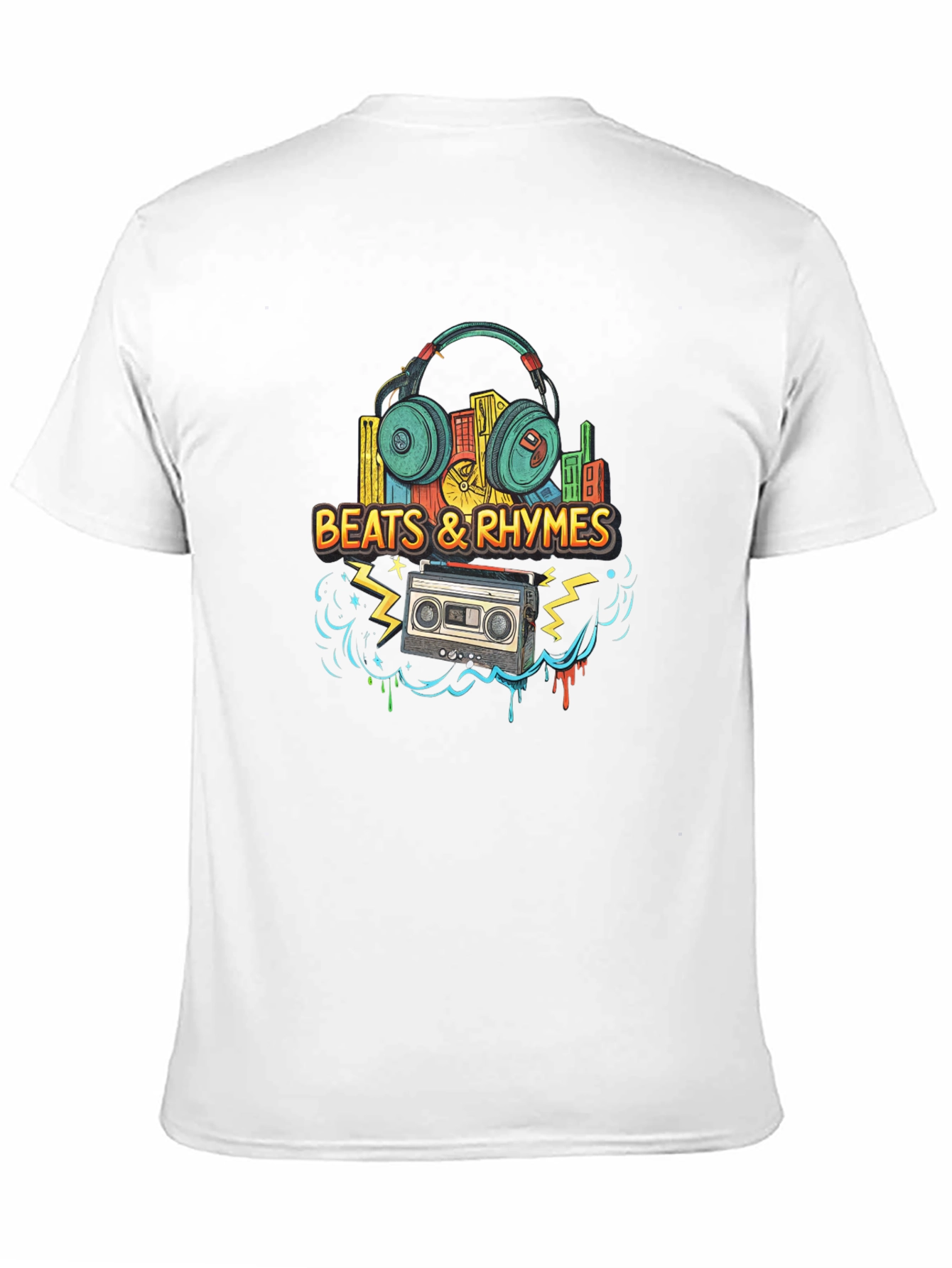 Beats & Rhymes Graphic Tee - Retro Music Style
