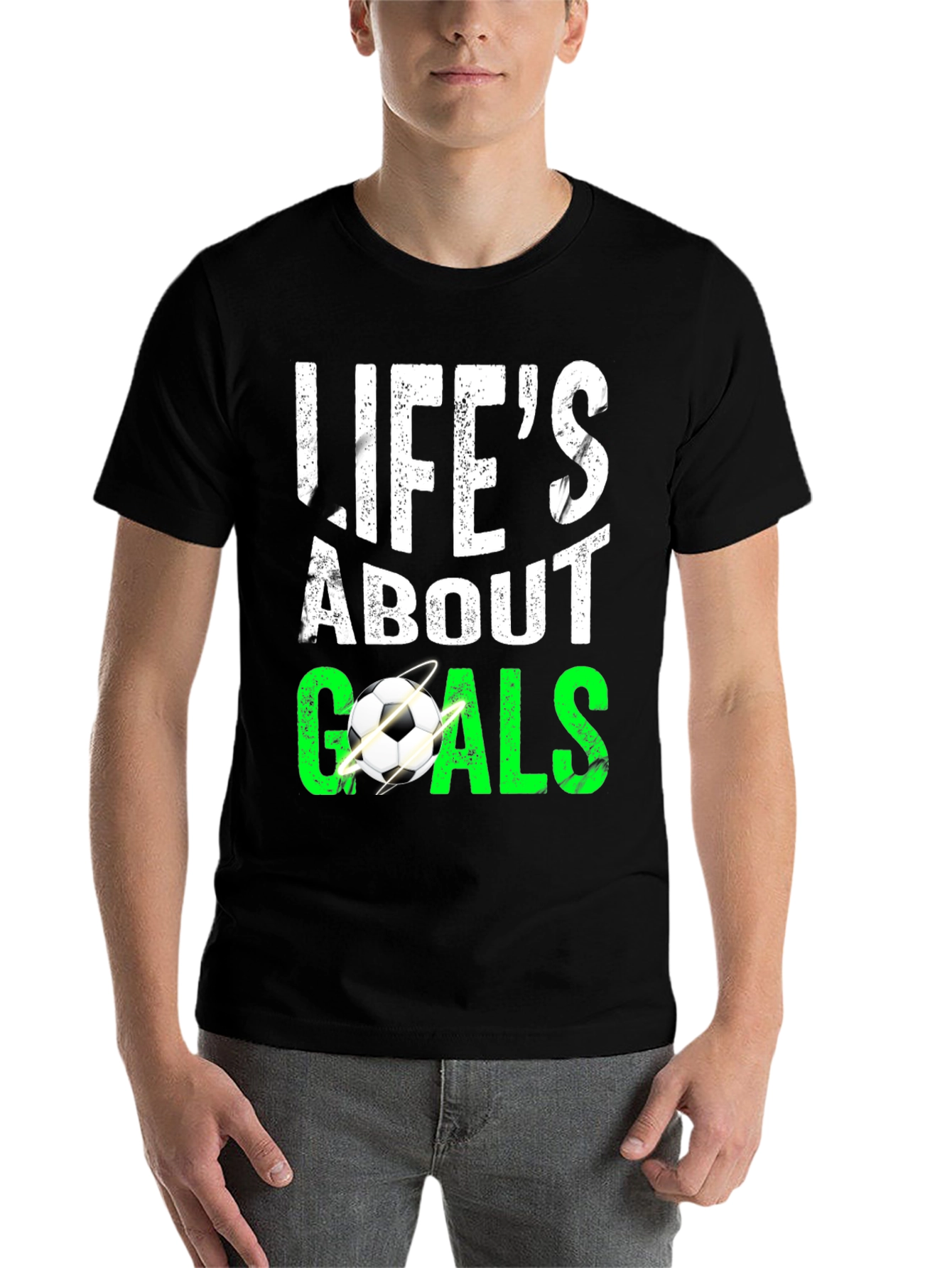 Lifes About Goals Soccer Graphic T-Shirt