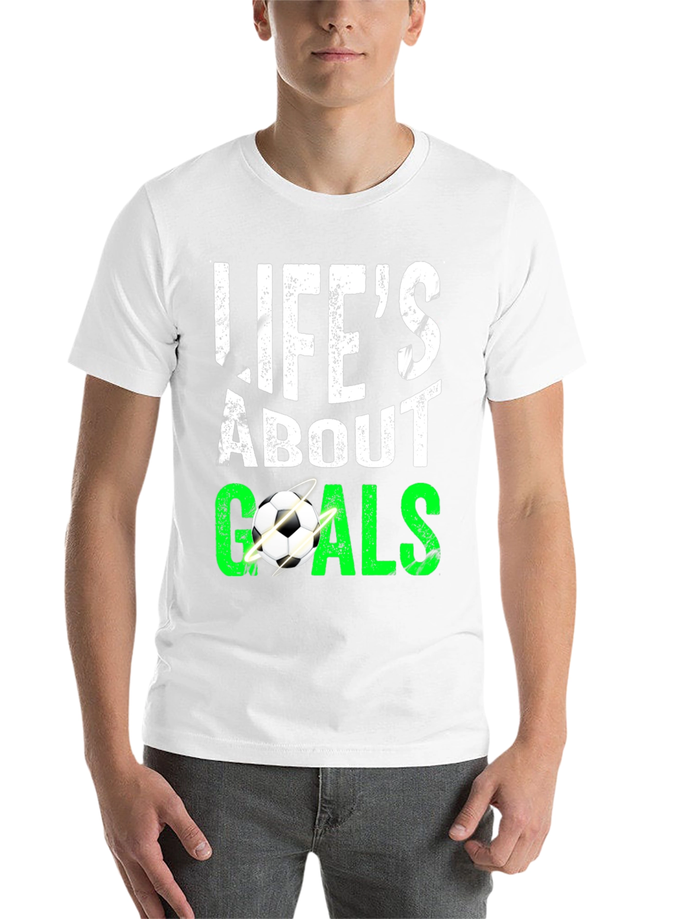 Lifes About Goals Soccer Graphic T-Shirt