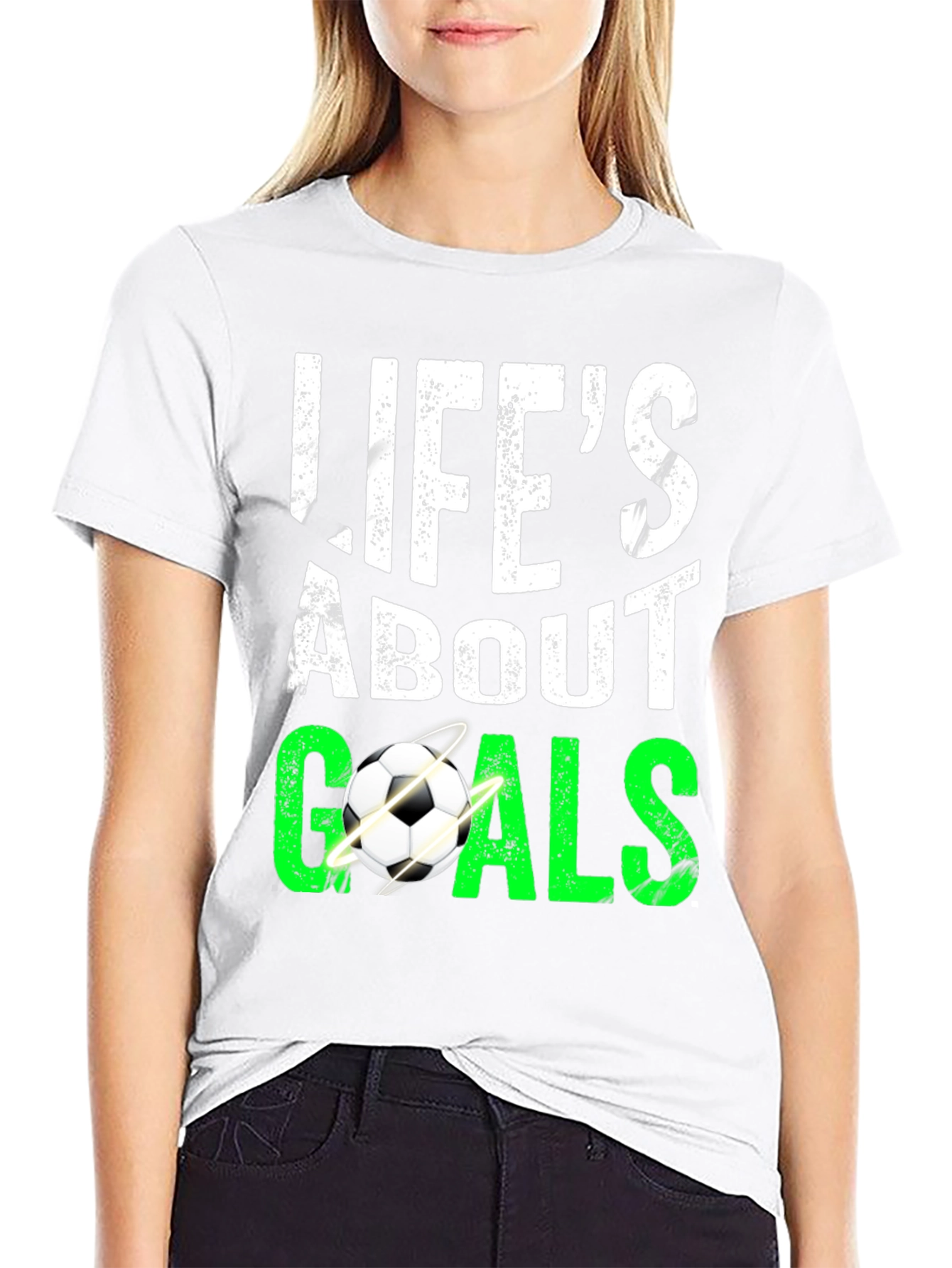 Lifes About Goals Soccer Graphic T-Shirt