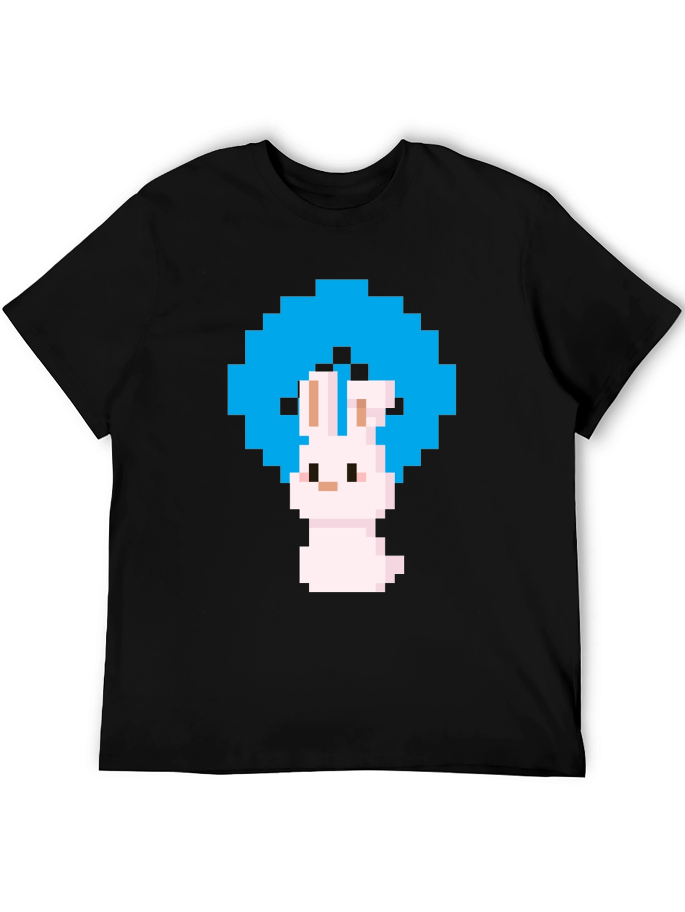 Pixel Art Bunny Black T-Shirt