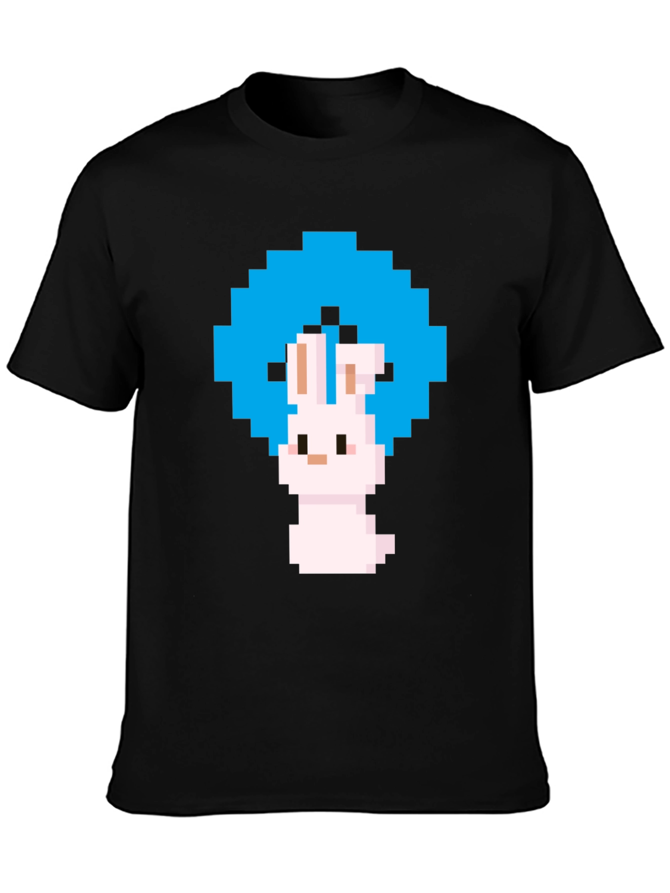 Pixel Art Bunny Black T-Shirt