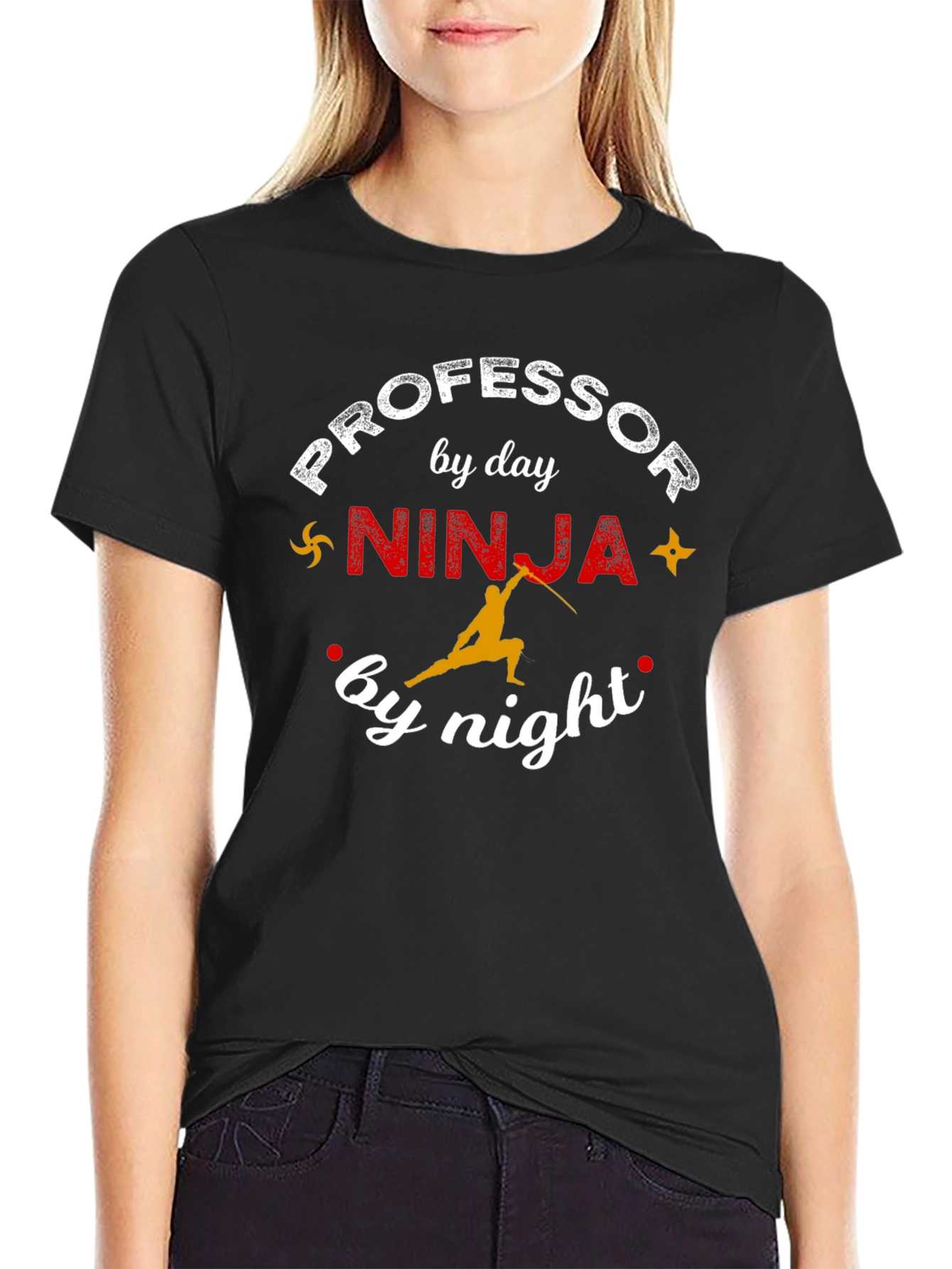 Professor by Day Ninja by Night Black T-Shirt
