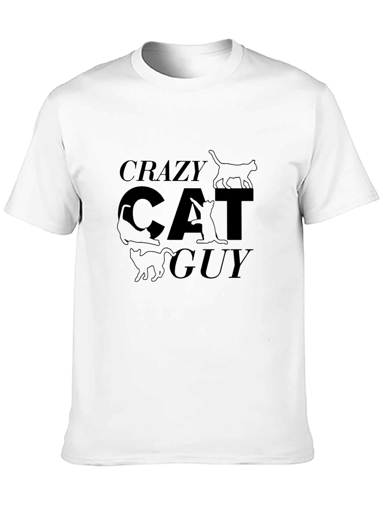 Crazy Cat Guy Black T-Shirt