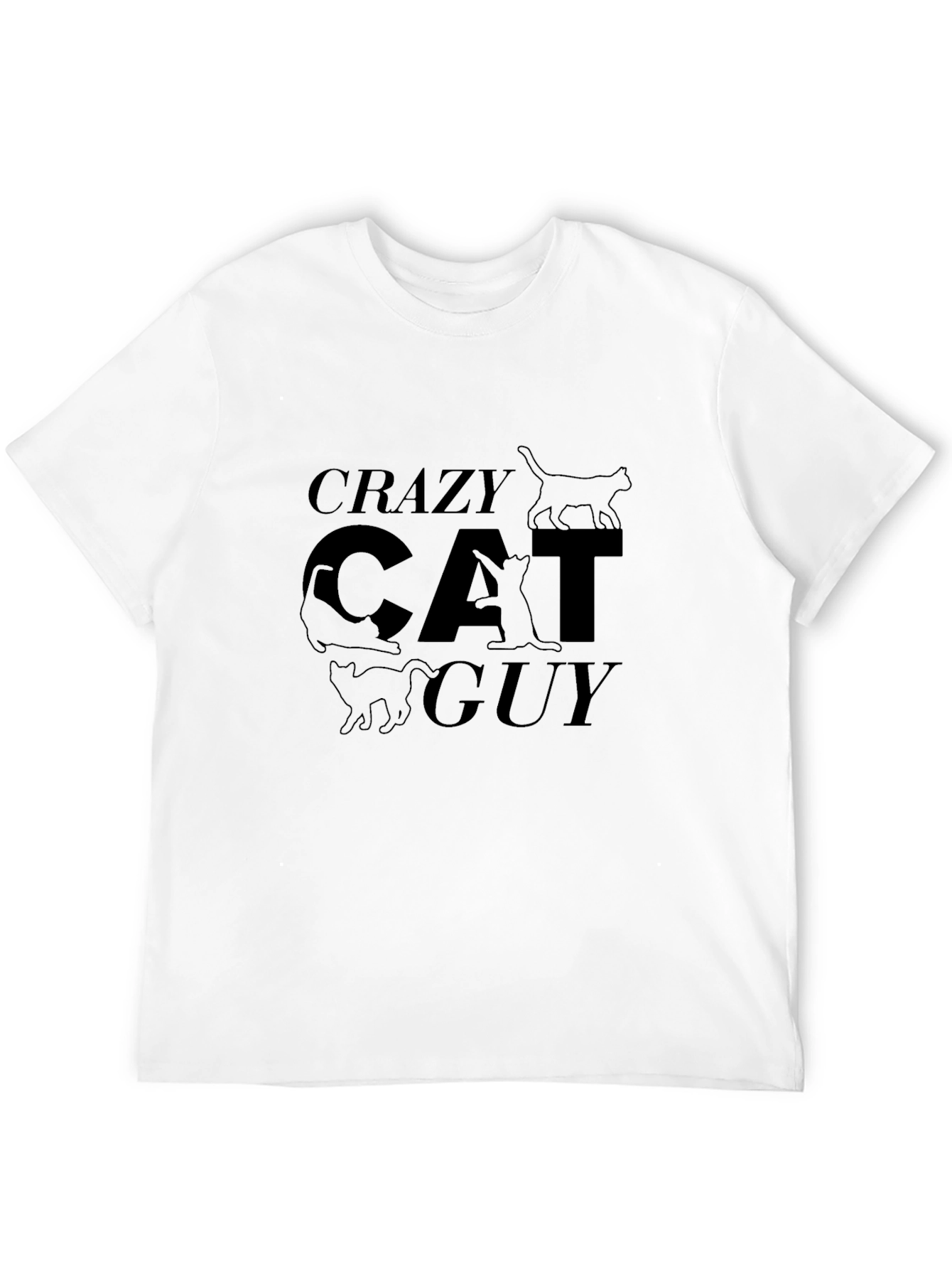 Crazy Cat Guy Black T-Shirt