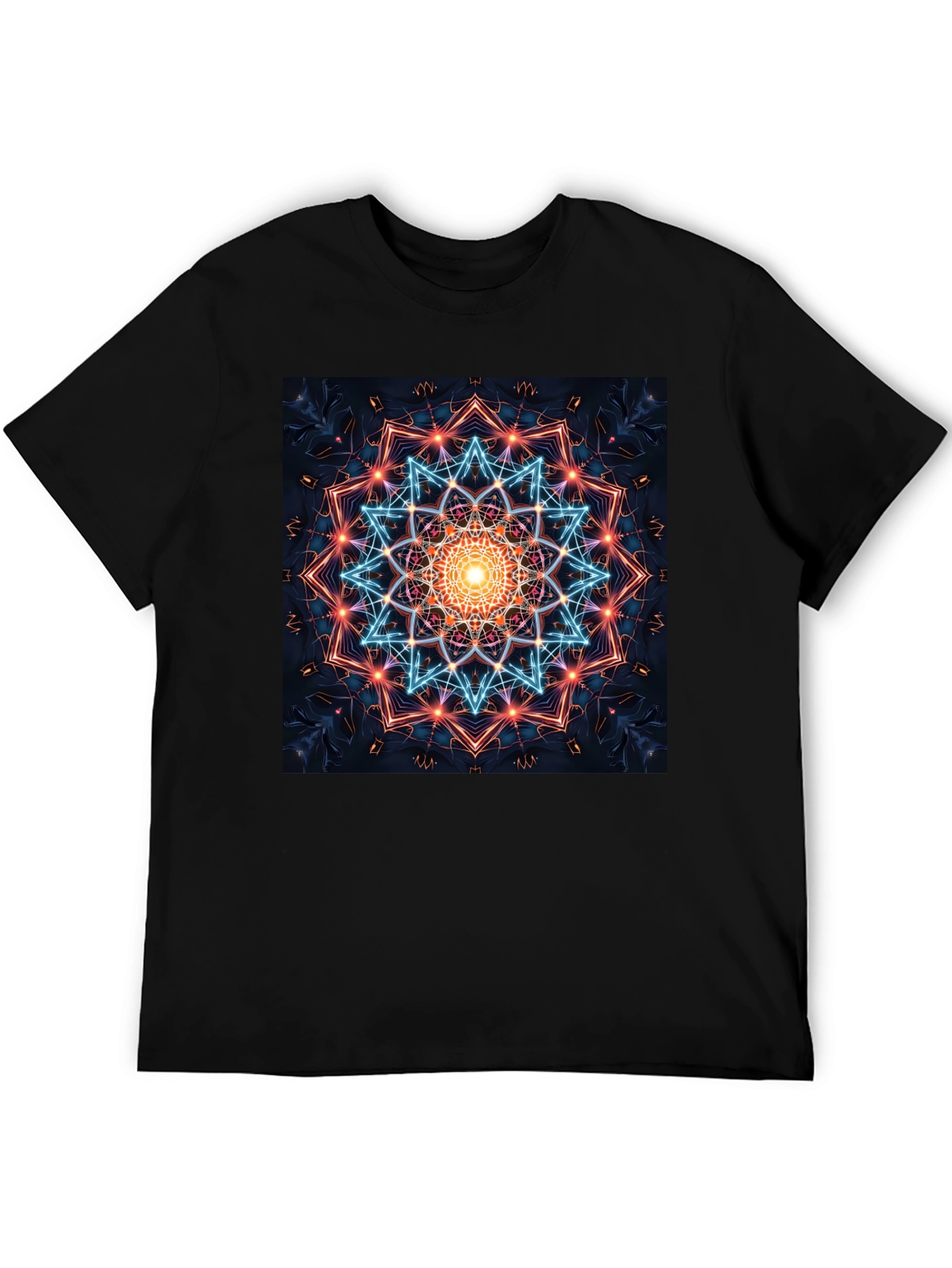 Geometric Mandala Graphic T-Shirt - Black