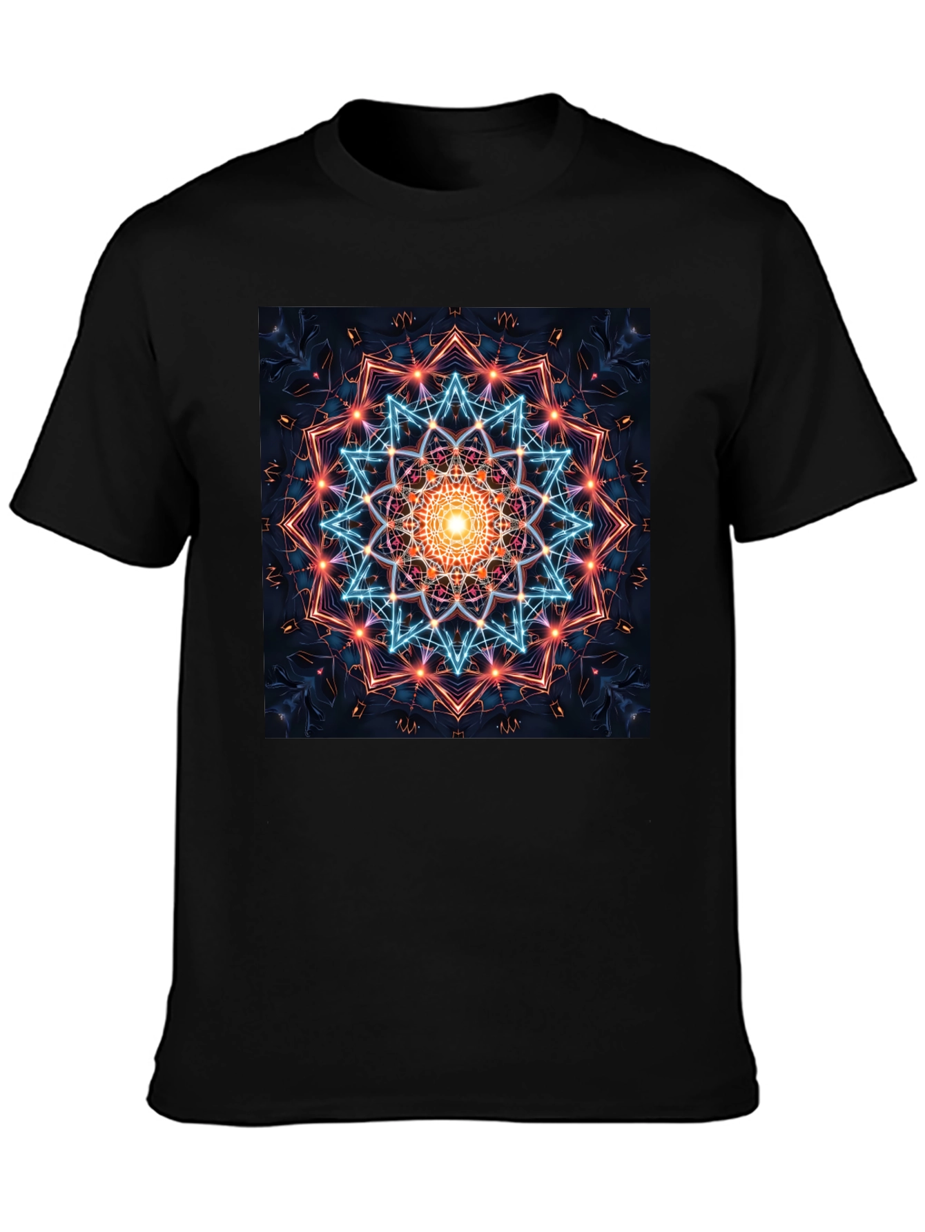 Geometric Mandala Graphic T-Shirt - Black